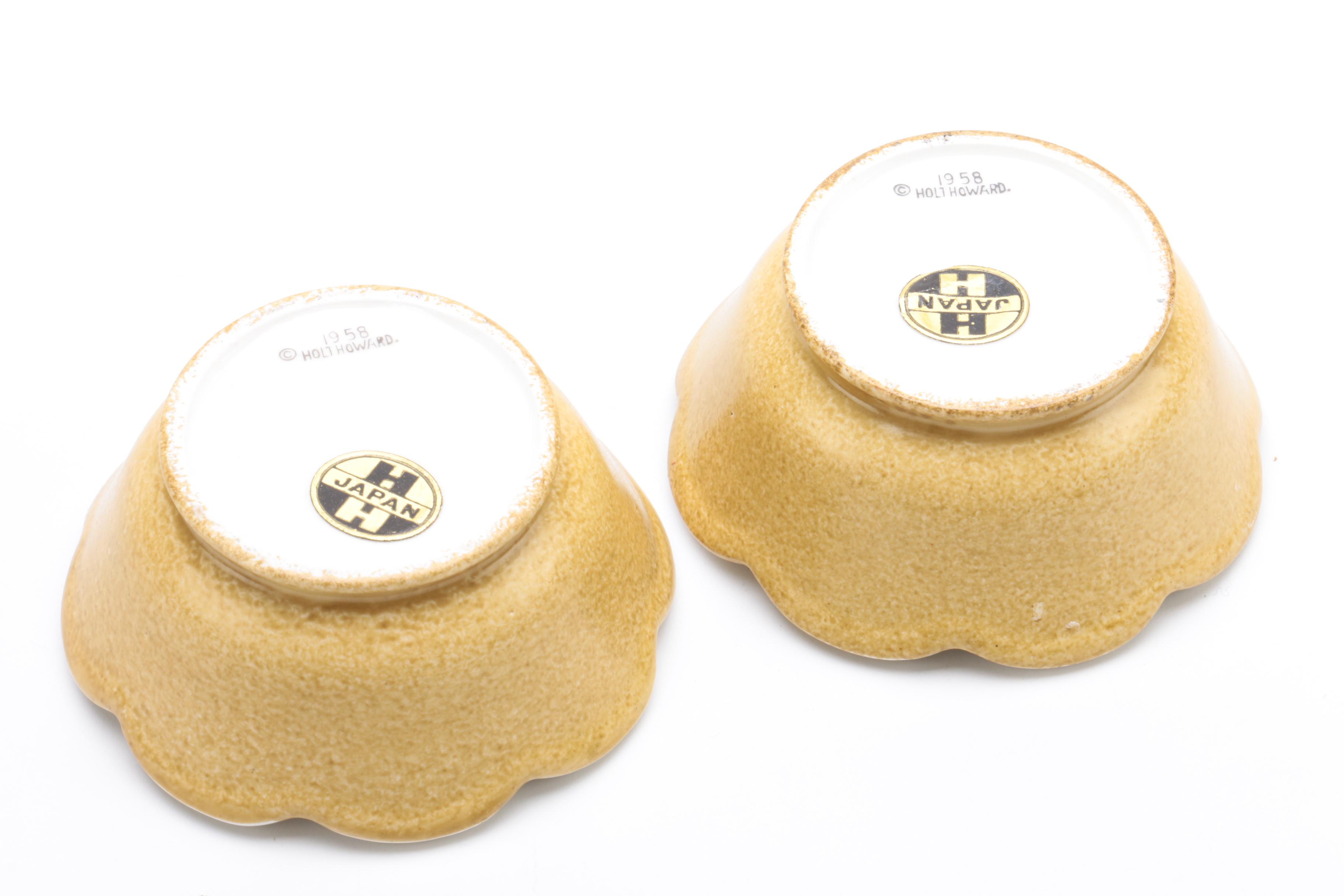 Ceramic Holt Howard Flower Frog Candle Holders