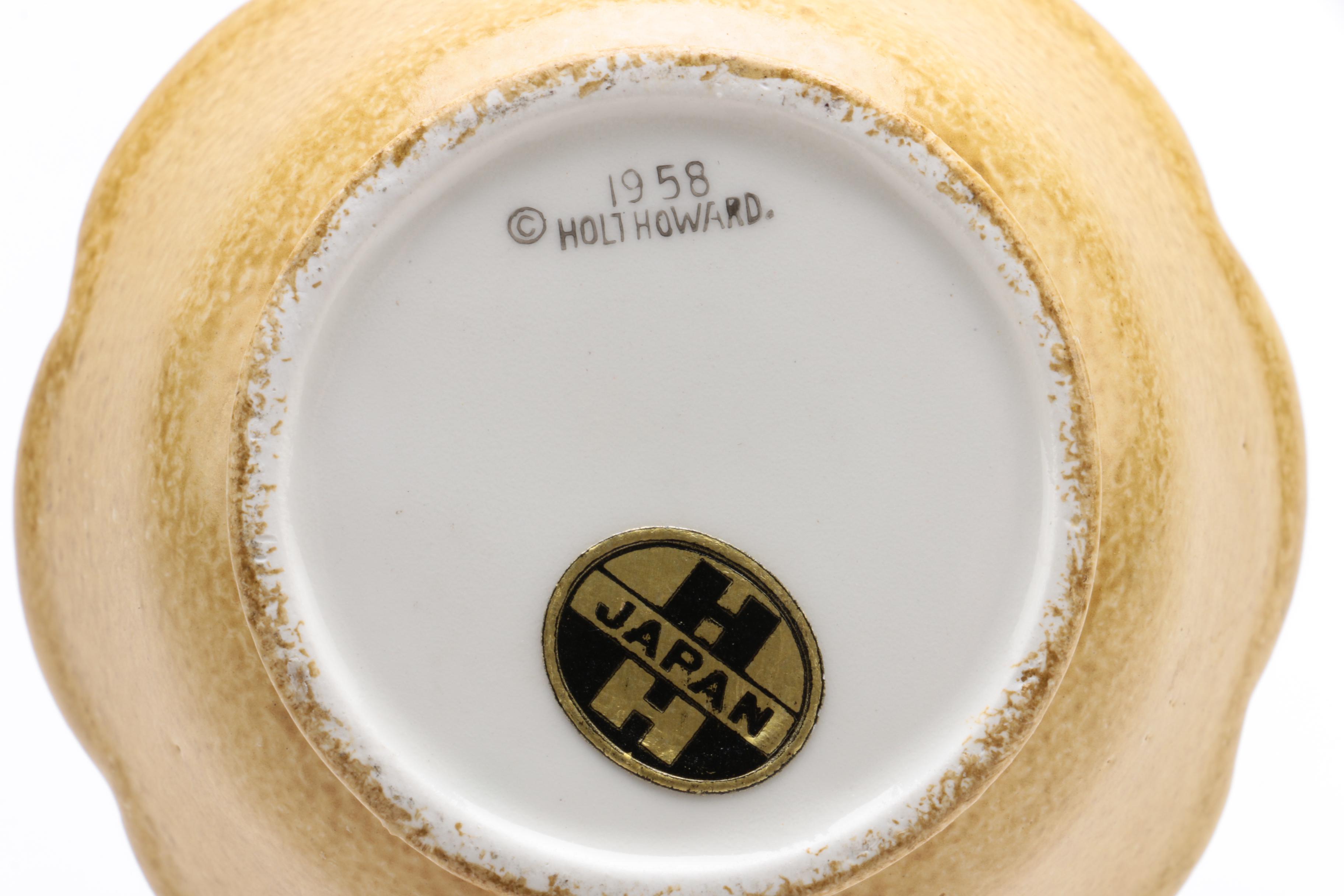 Ceramic Holt Howard Flower Frog Candle Holders