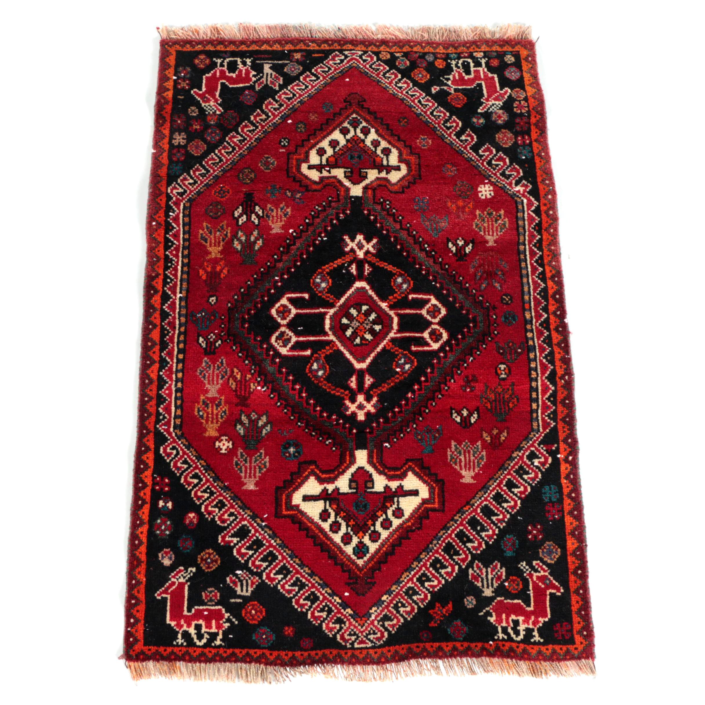 Hand-Knotted Persian Qashqai Accent Rug