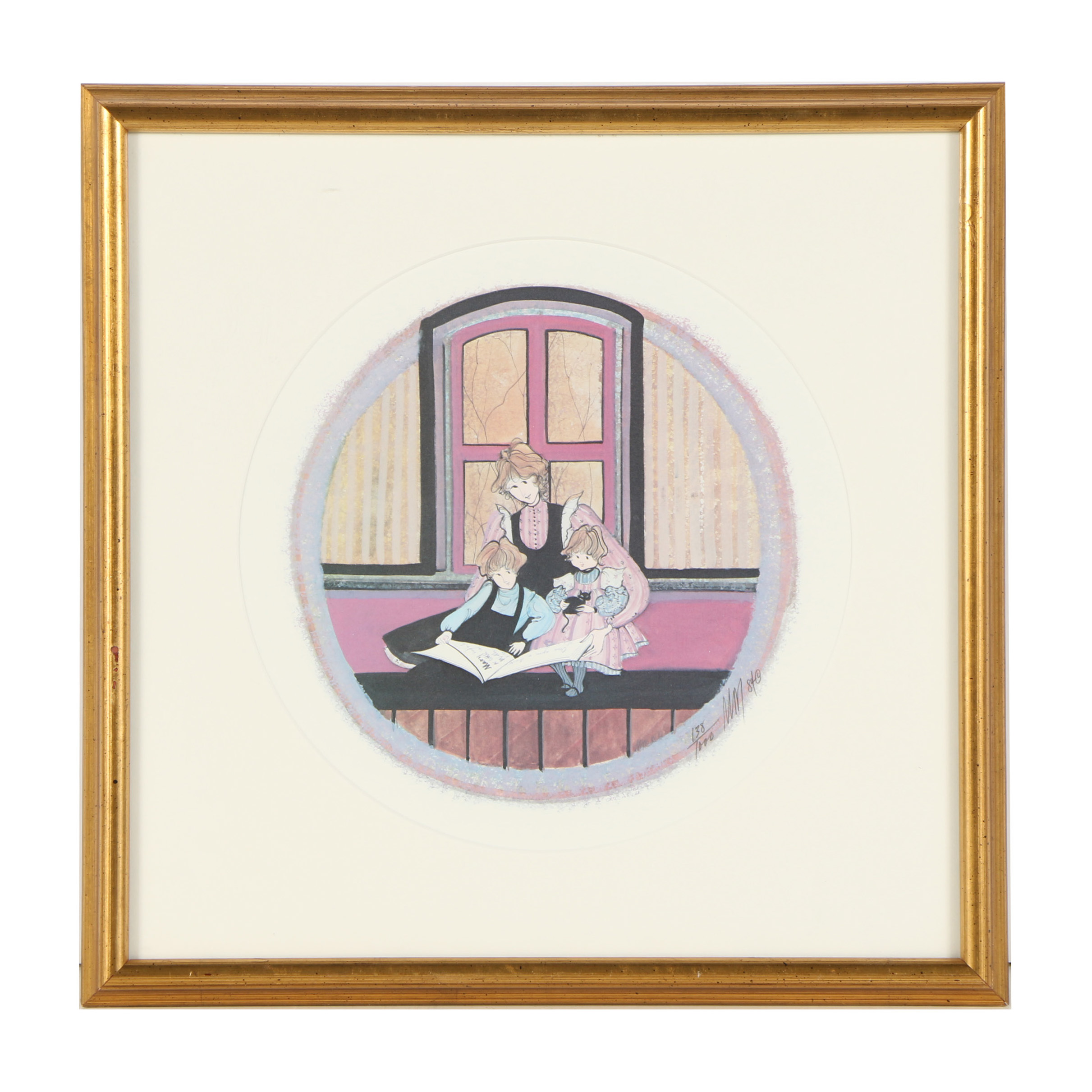 Patricia Buckley Moss Limited Edition Offset Lithograph "Story Time"