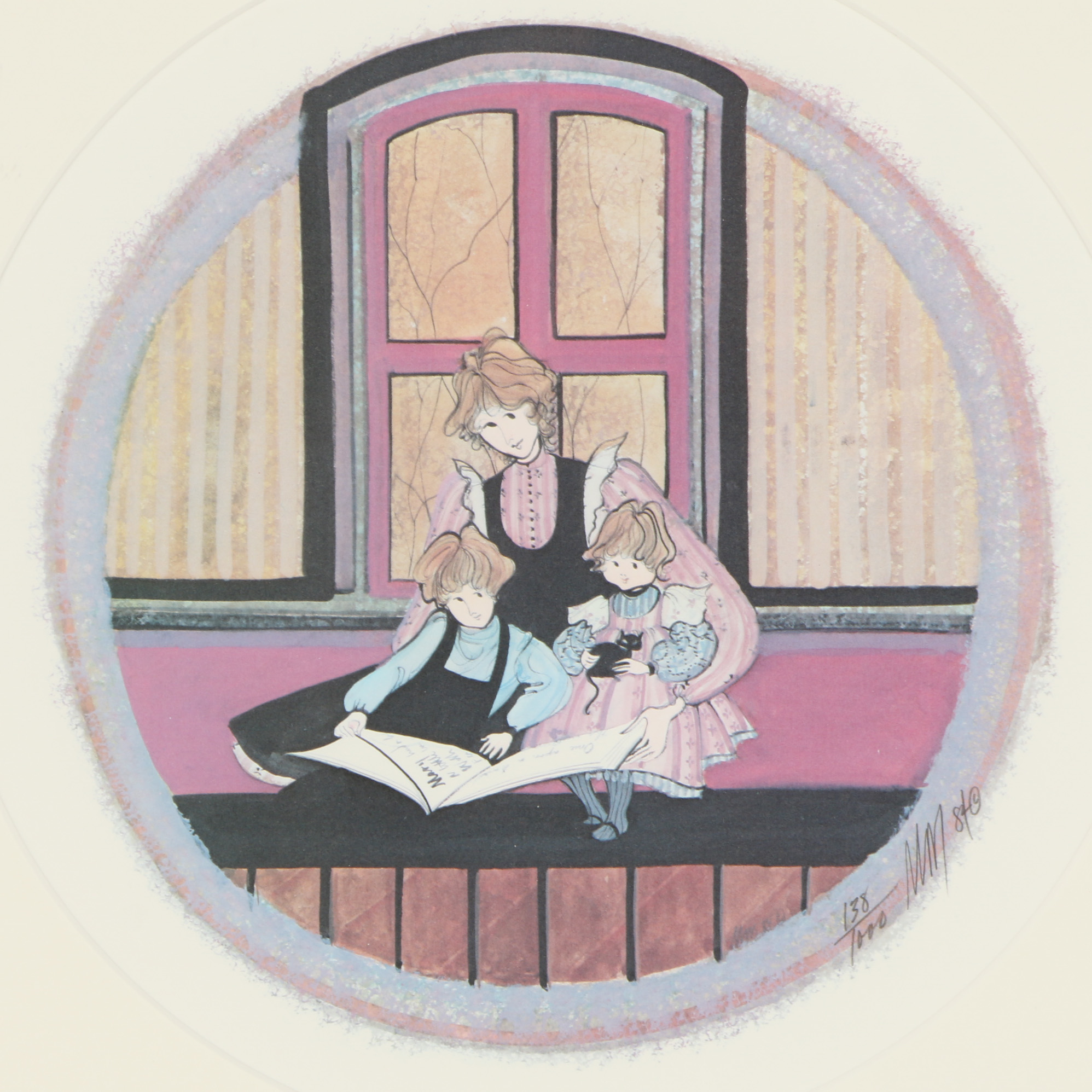 Patricia Buckley Moss Limited Edition Offset Lithograph "Story Time"