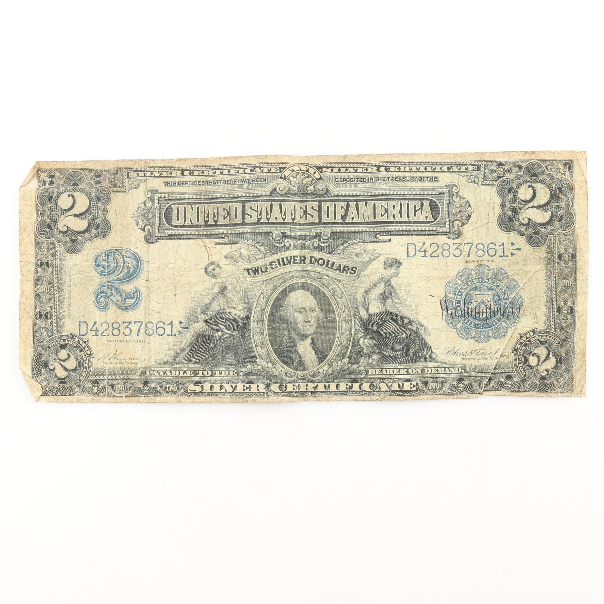 Large Format Series of 1899 $2 Silver Certificate