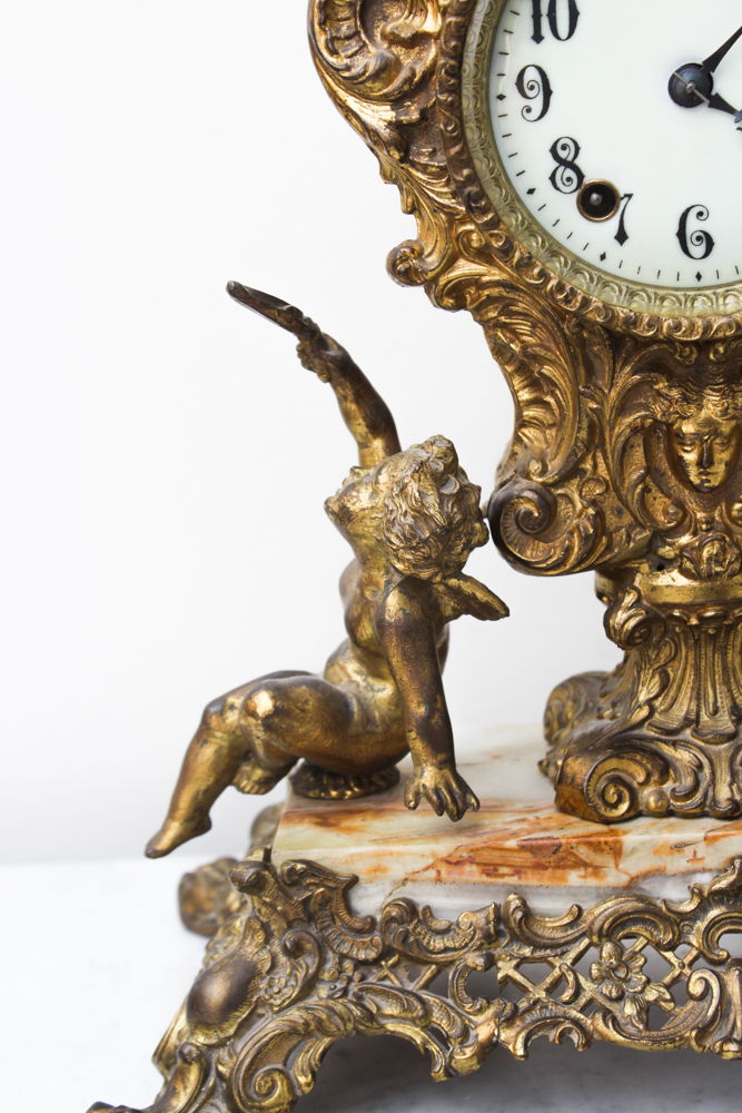 Ornate Brass Mantle Clock from Gilbert Clock