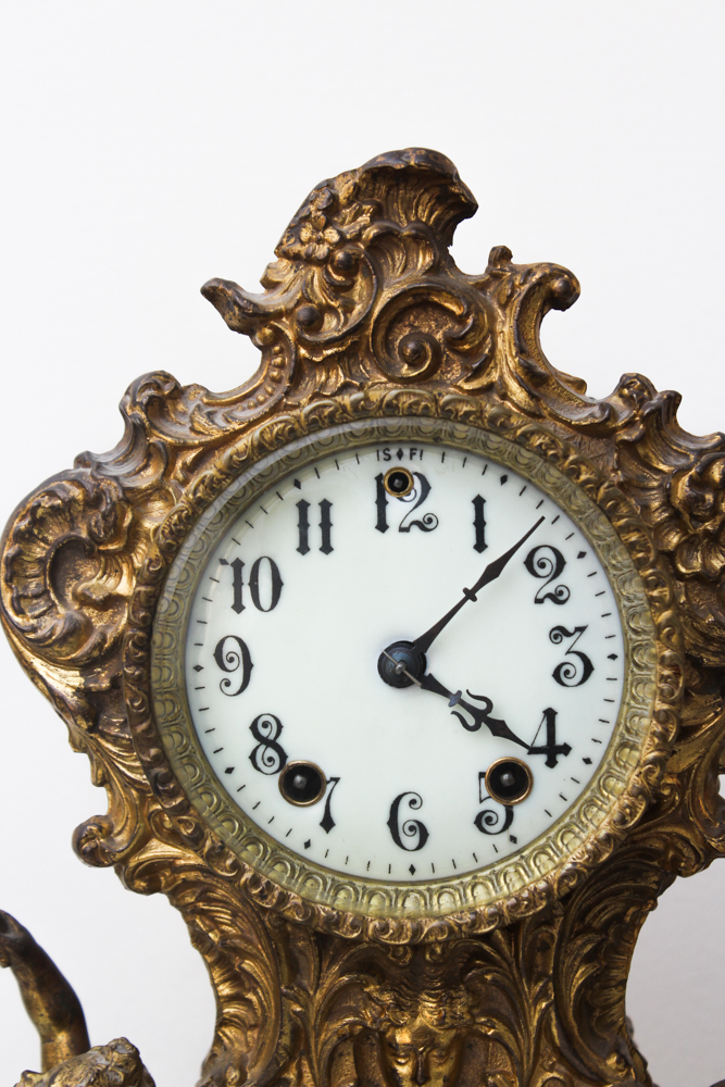 Ornate Brass Mantle Clock from Gilbert Clock