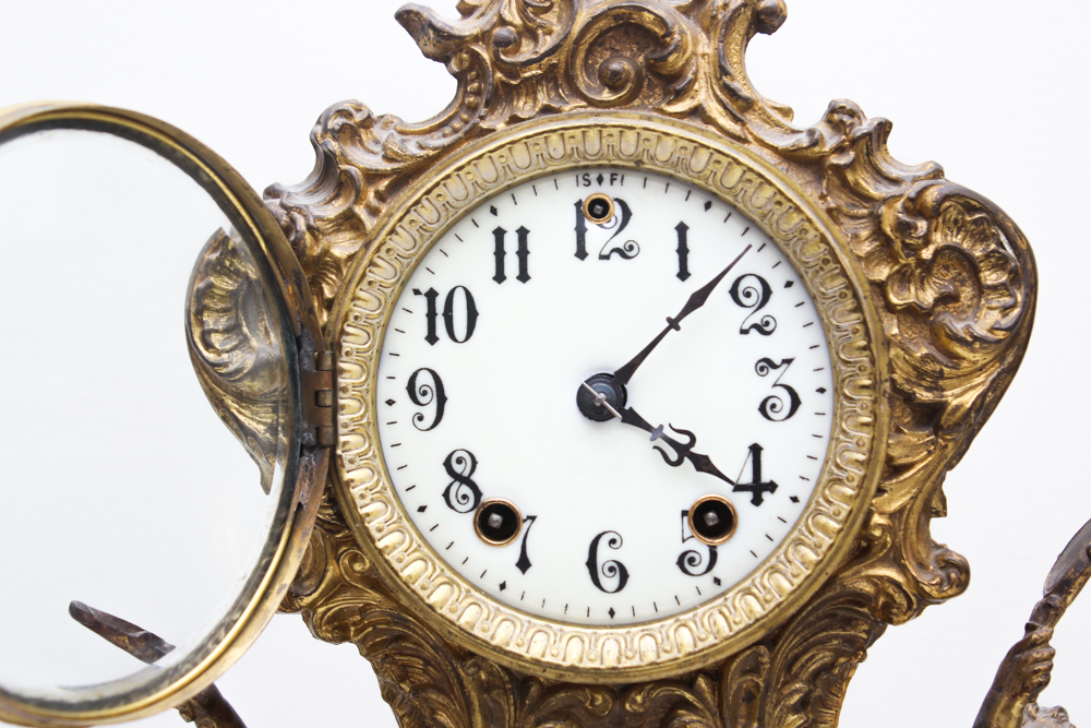 Ornate Brass Mantle Clock from Gilbert Clock