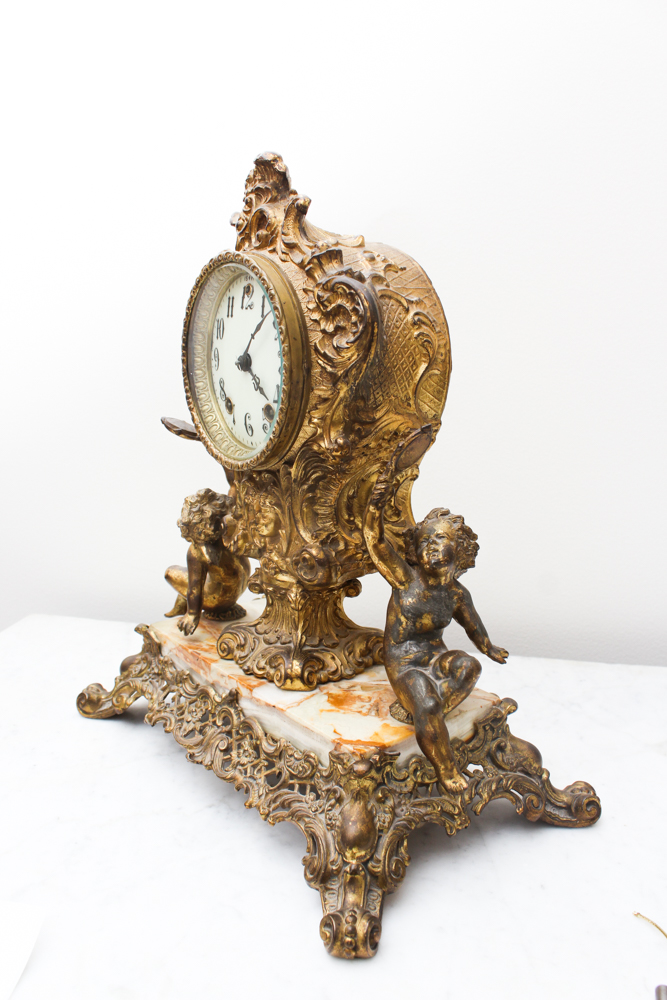Ornate Brass Mantle Clock from Gilbert Clock