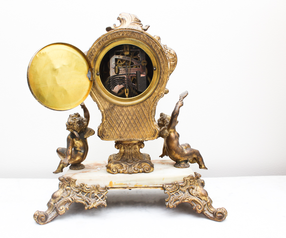 Ornate Brass Mantle Clock from Gilbert Clock
