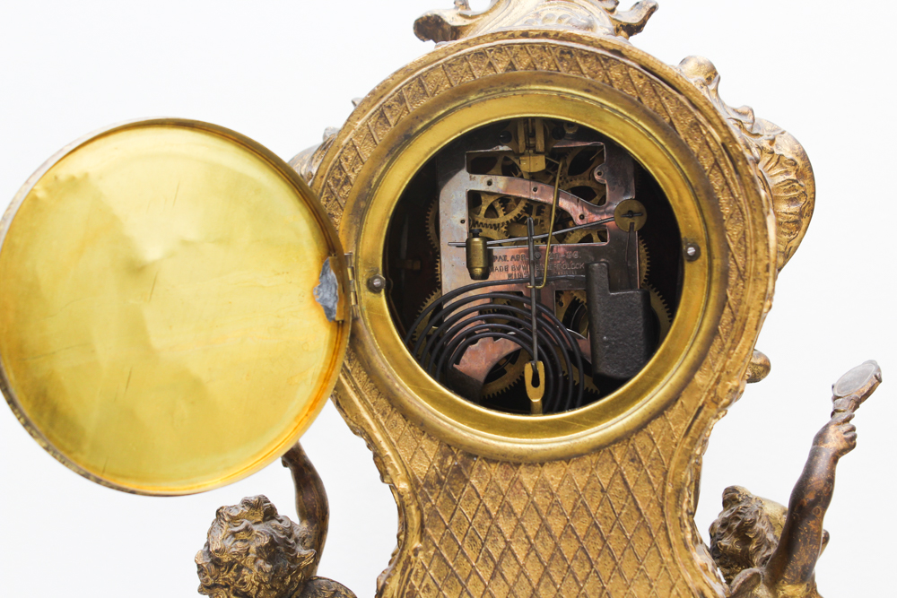 Ornate Brass Mantle Clock from Gilbert Clock