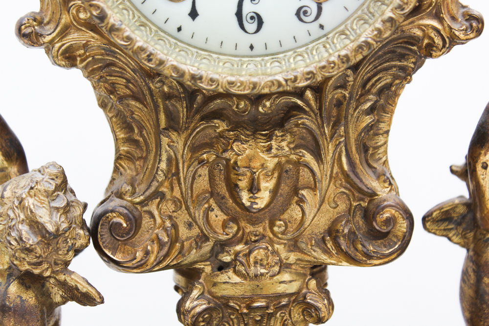 Ornate Brass Mantle Clock from Gilbert Clock