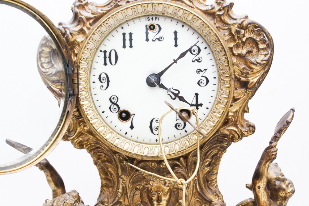 Ornate Brass Mantle Clock from Gilbert Clock