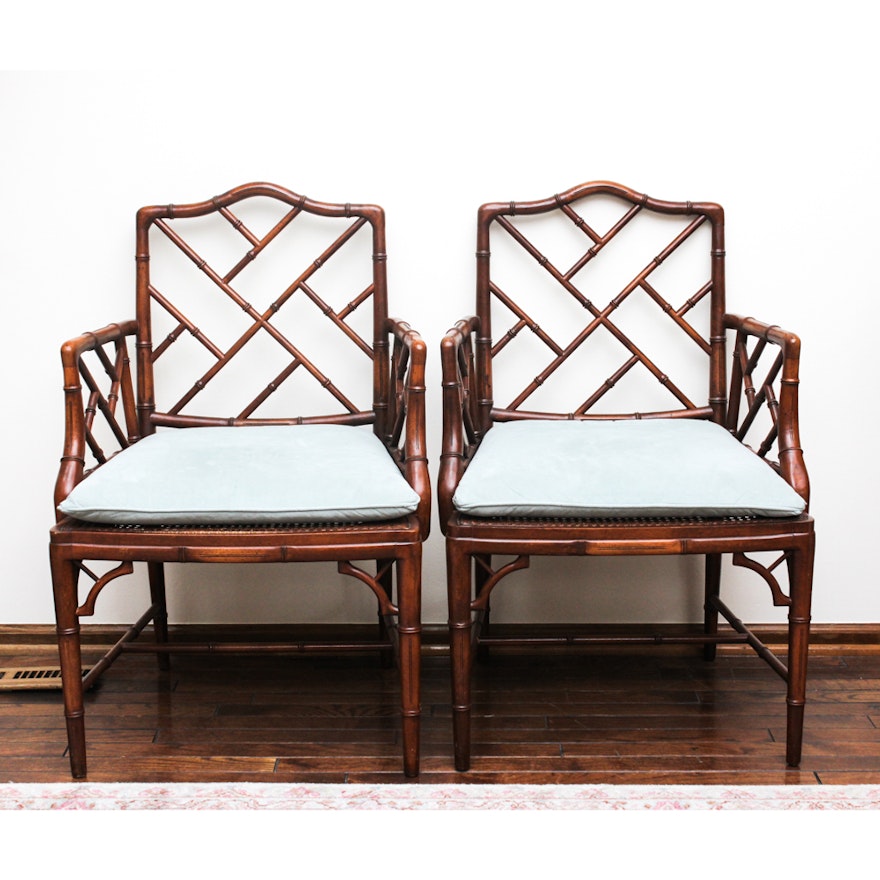 Vintage Brazilian Hardwood Armchairs with Cane Seats