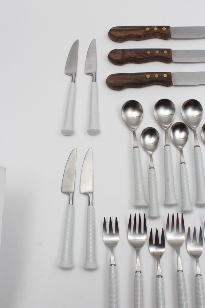 Noritake Stainless Steel Flatware and Robinson Steak Knives