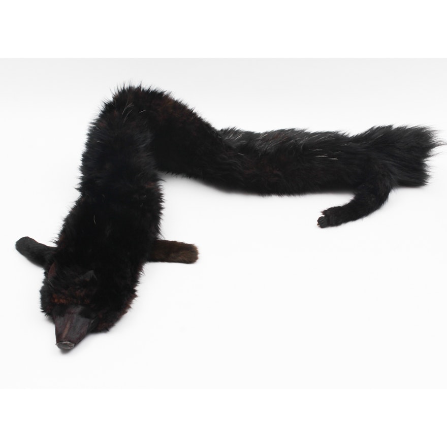 Vintage Black Fox Pelt Fur Stole