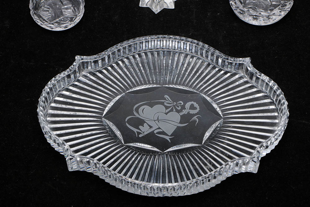 Waterford Crystal "Lismore" Perfume Bottles and "Eternity" Tray