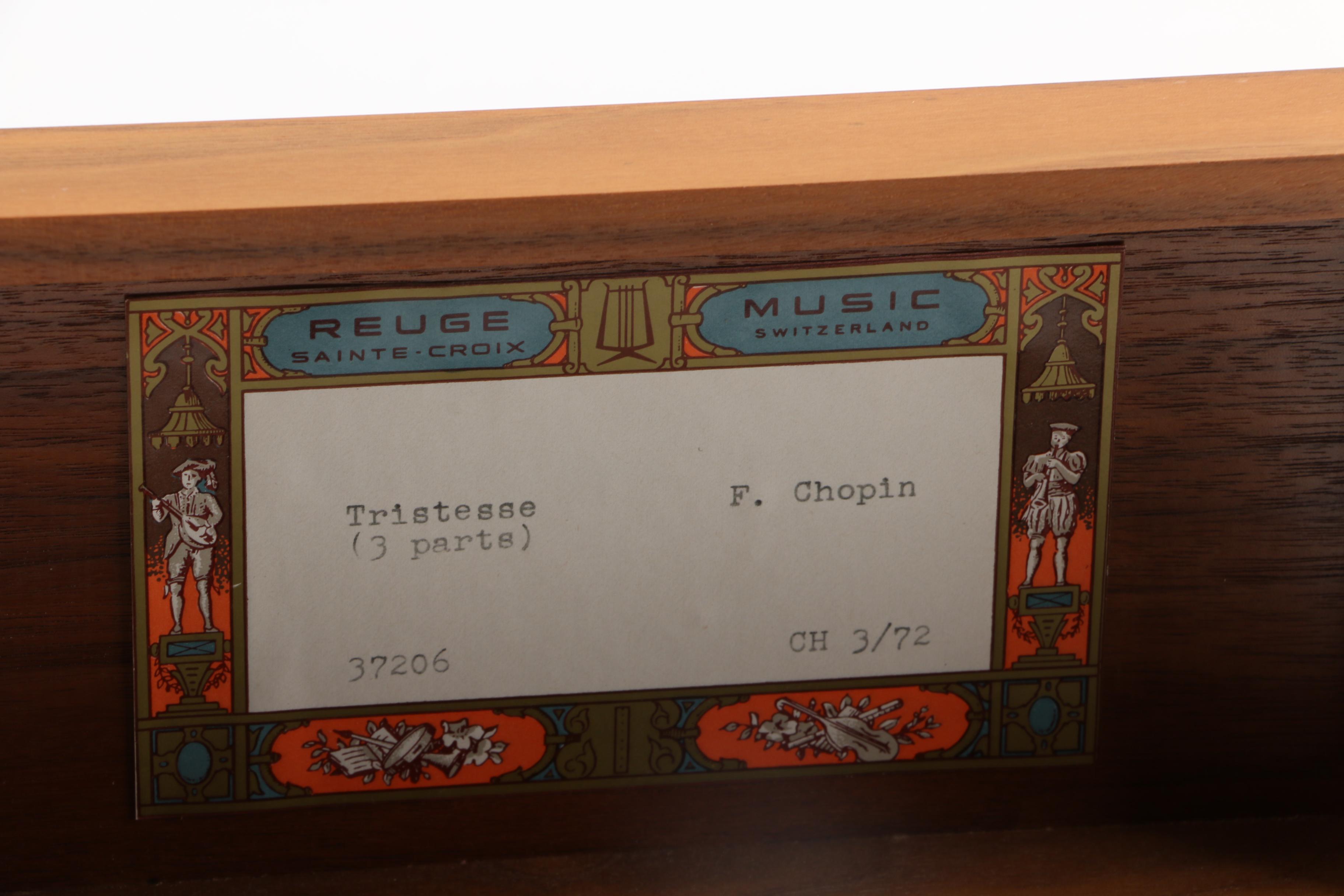 Vintage Reuge Cylinder "Tristesse" By Frédéric Chopin Music Box