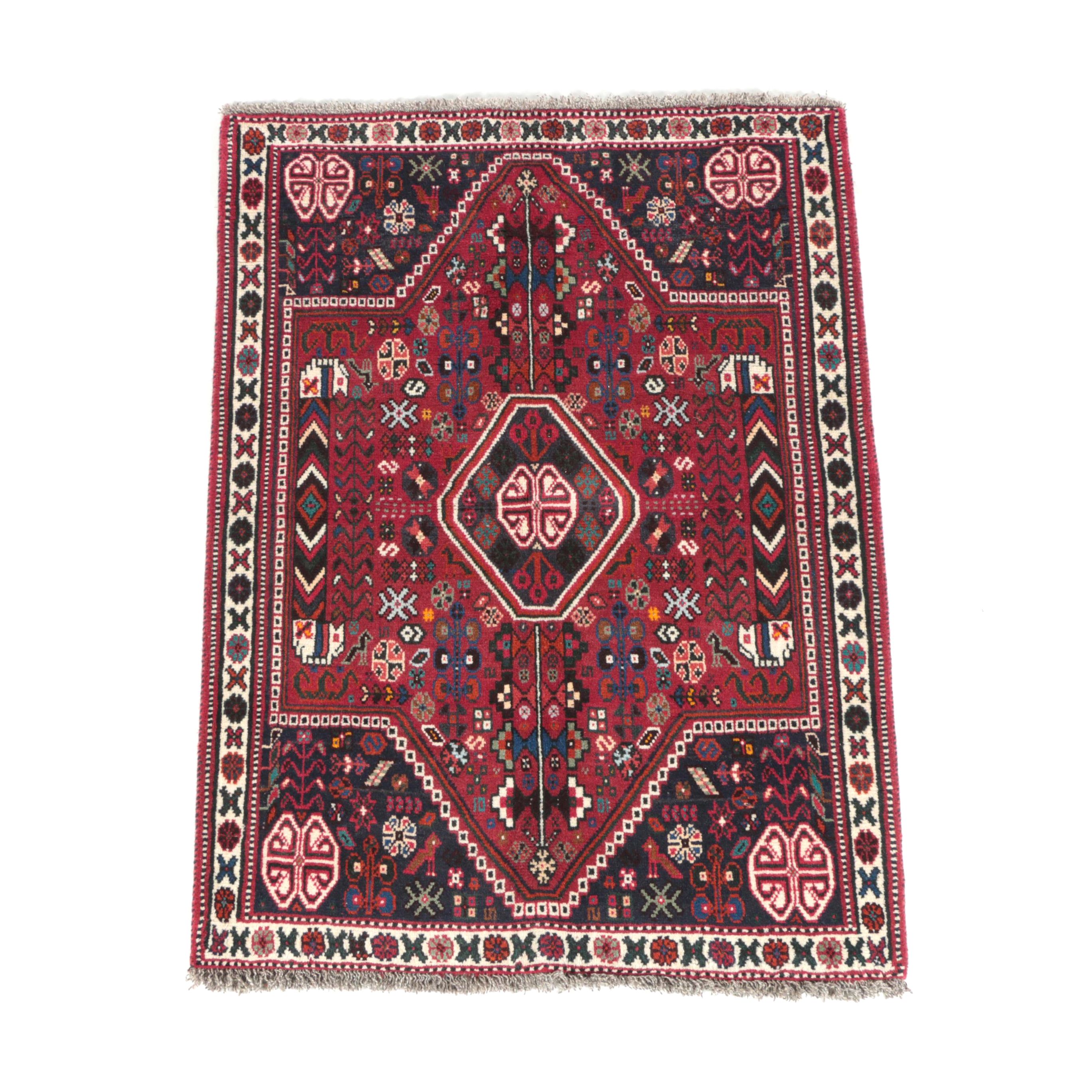 Hand-Knotted Pesian Abadeh Wool Accent Rug