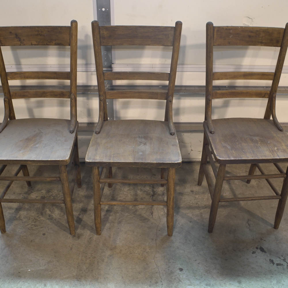 Three Vintage Ladderback Chairs