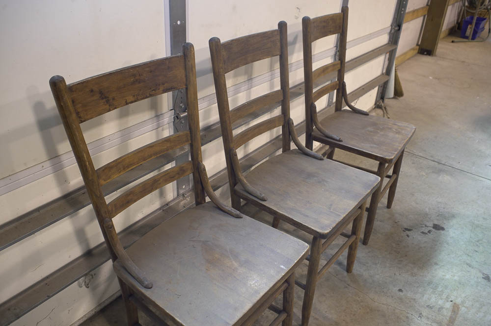 Three Vintage Ladderback Chairs