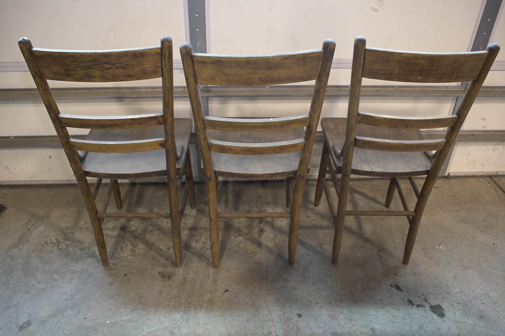 Three Vintage Ladderback Chairs