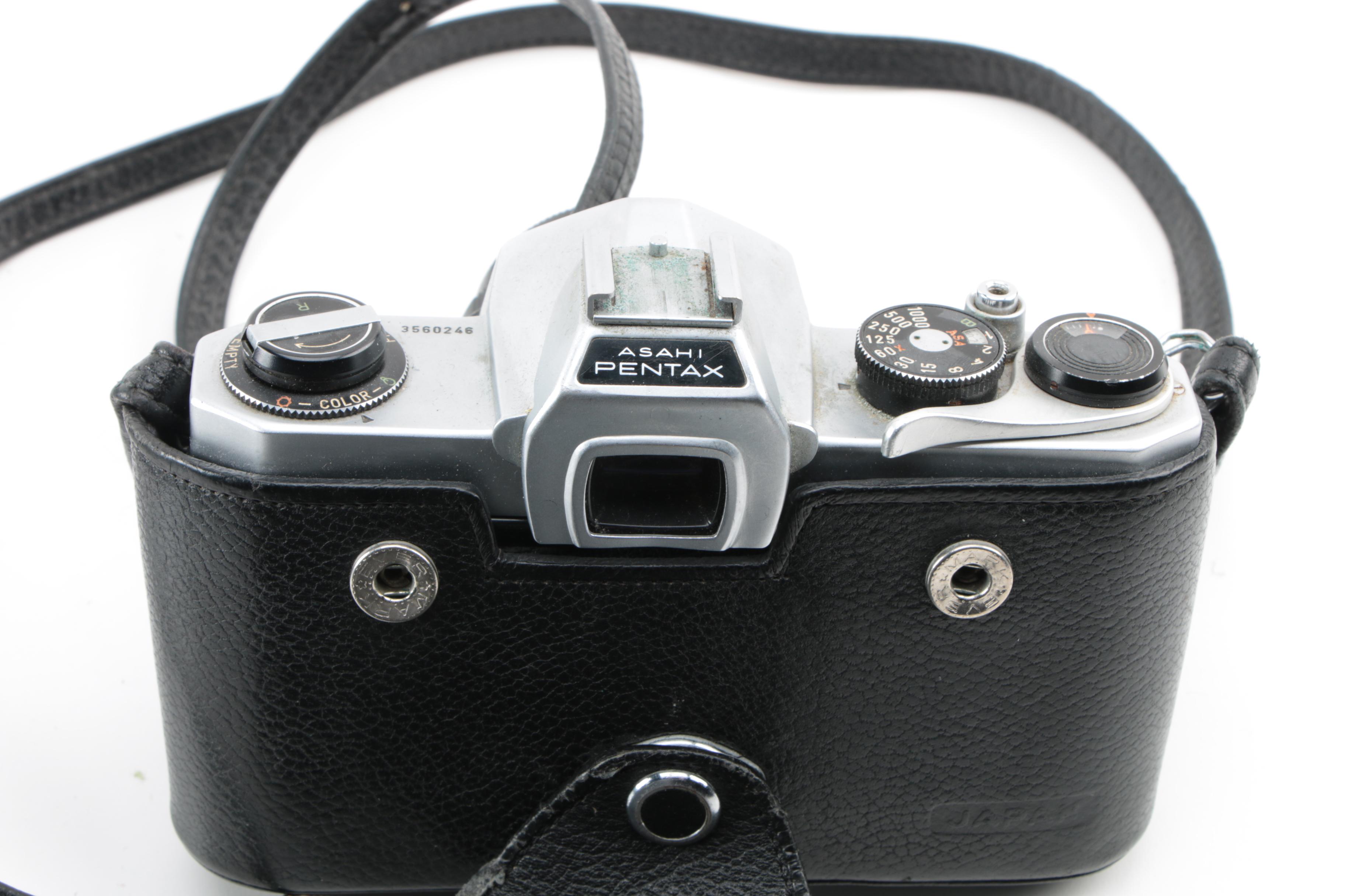 Canon Rebel X and Pentax Spotmatic Camera with Accessories