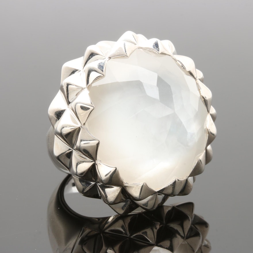 Stephen Webster Sterling Silver Quartz and Mother of Pearl Doublet Ring