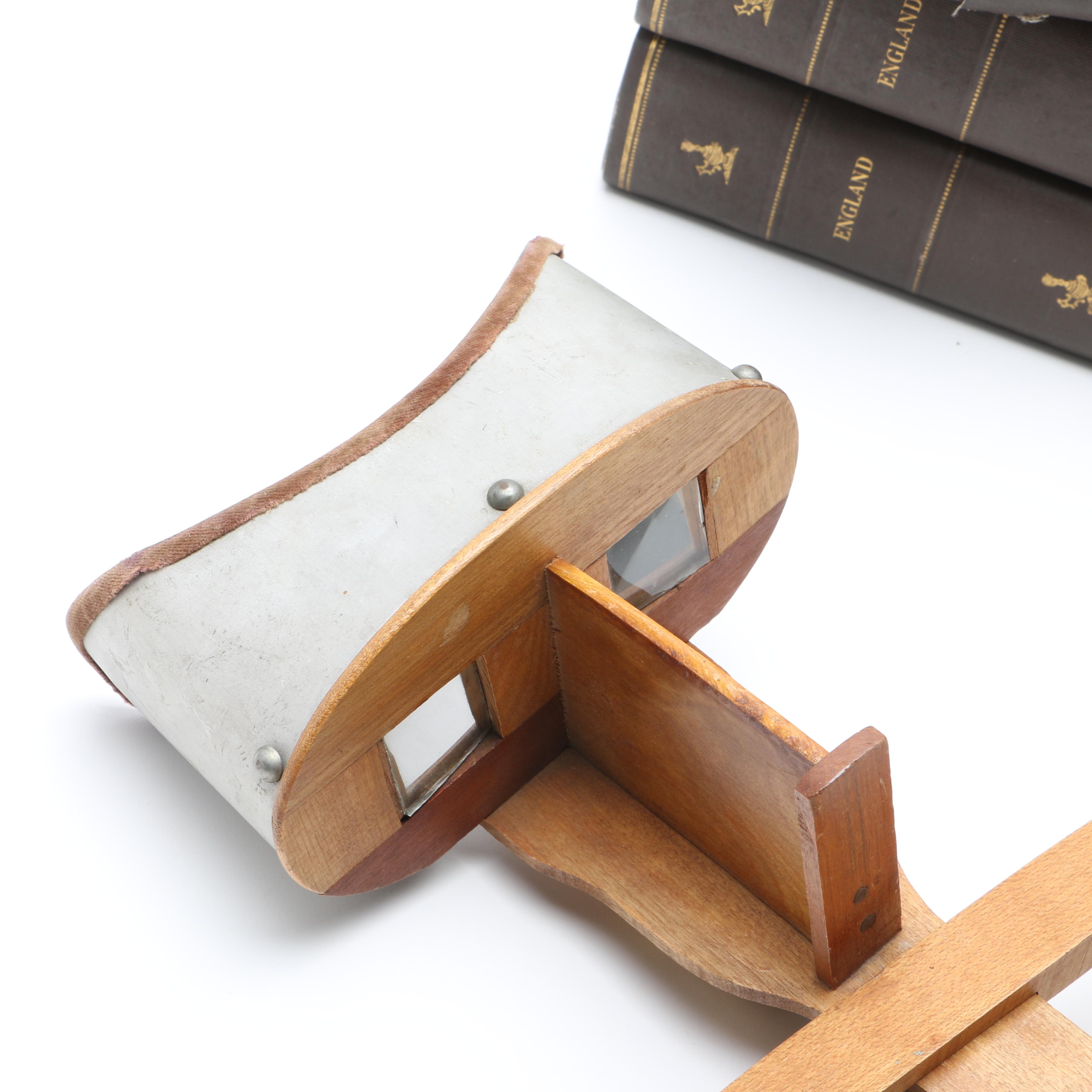 Two Antique Stereoview Card Sets for Switzerland & England, with Stereoscope