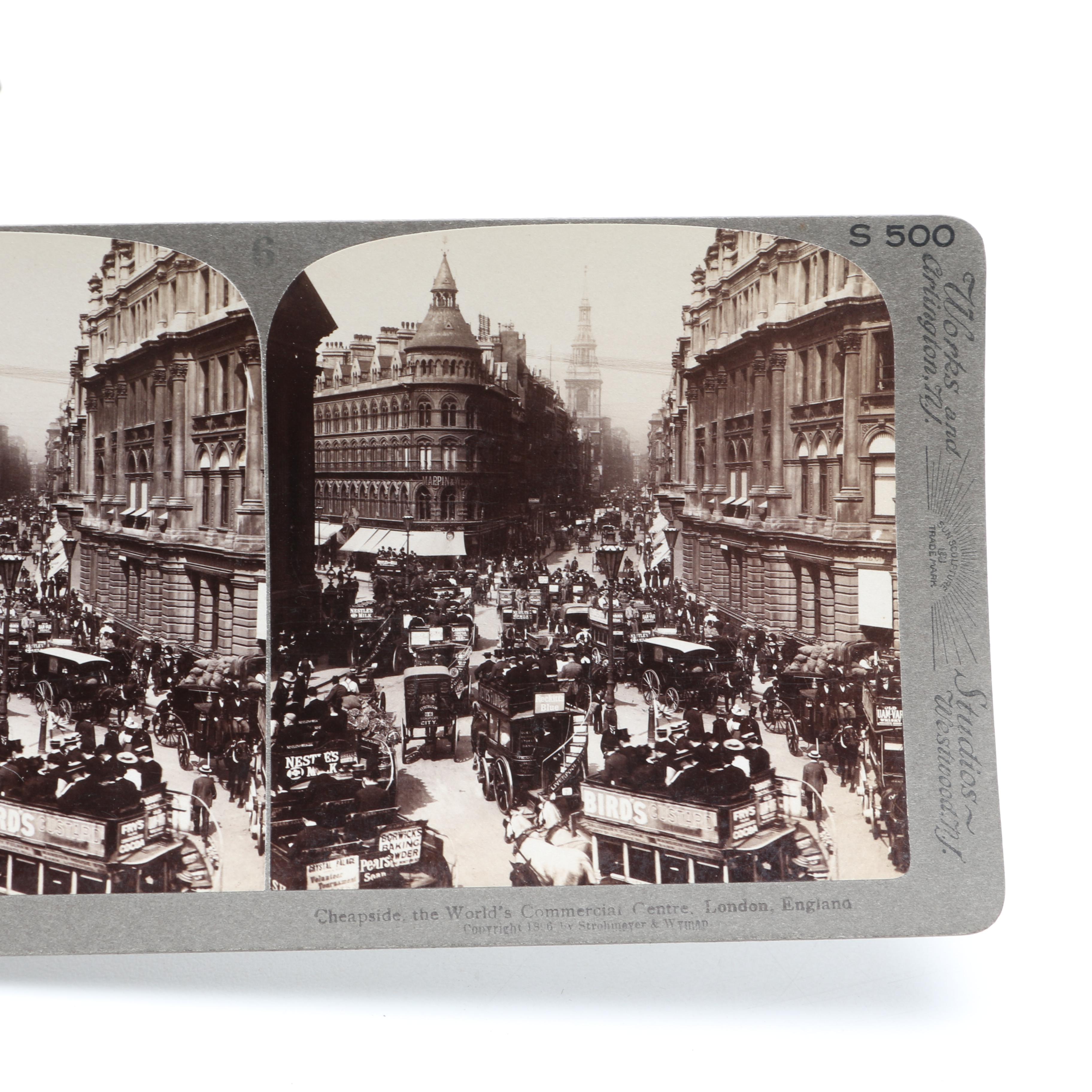 Two Antique Stereoview Card Sets for Switzerland & England, with Stereoscope