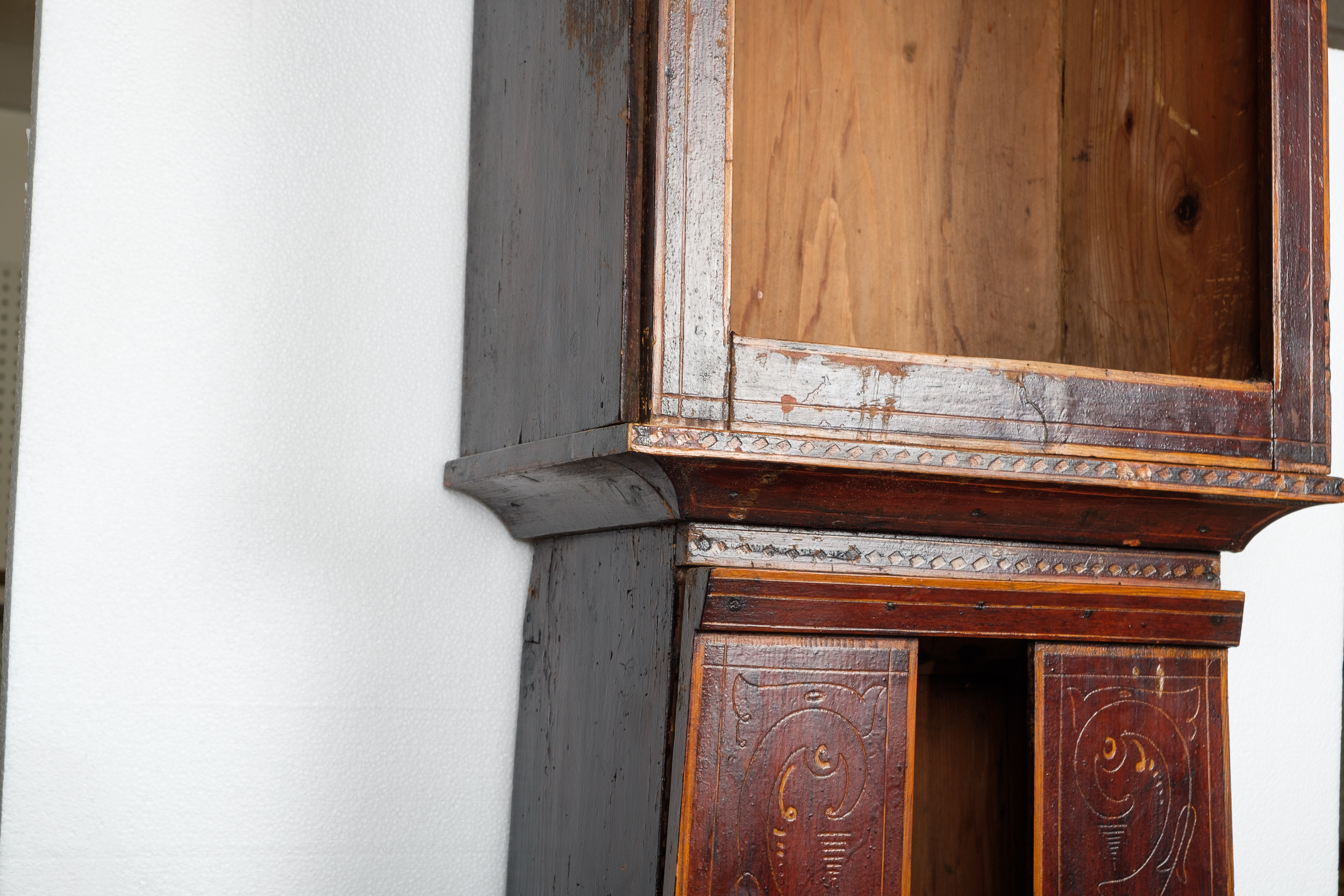 Folk Art Painted Morbier French Style Grandfather Clock Cabinet