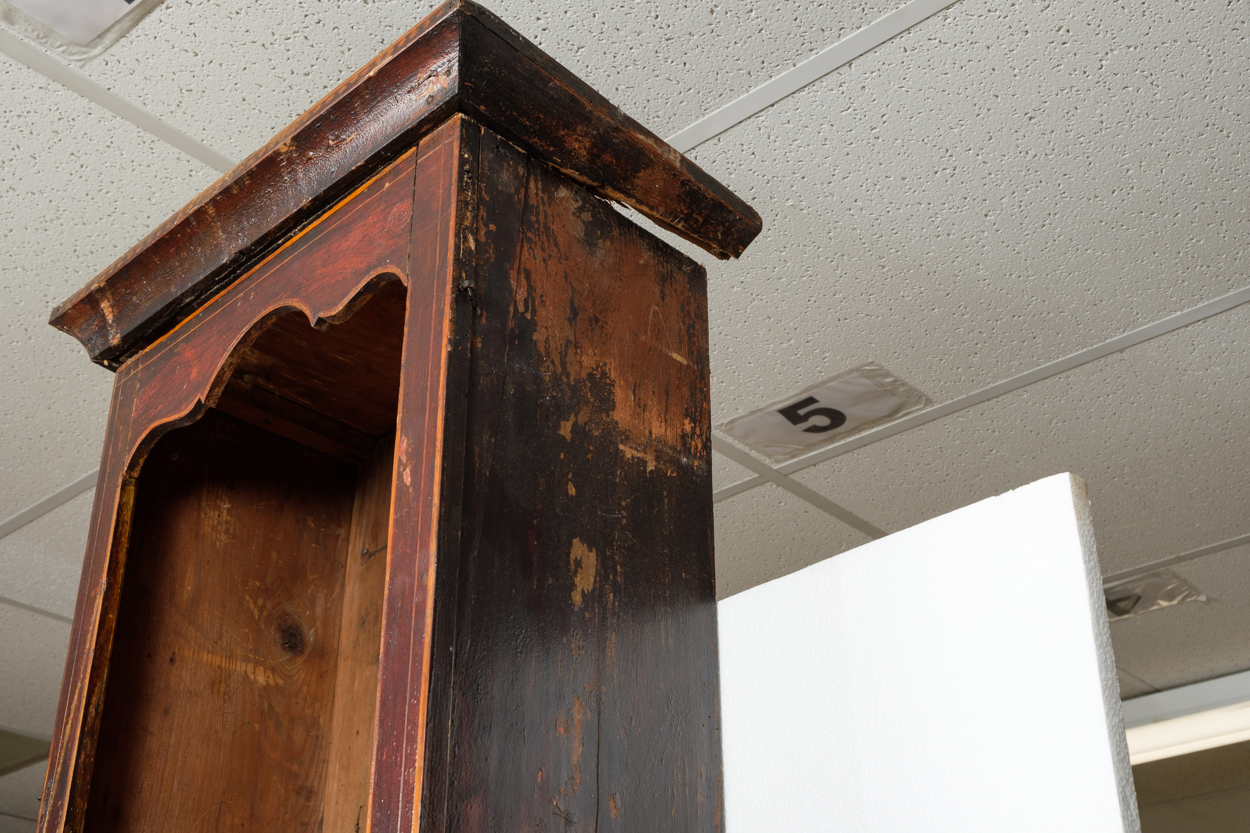 Folk Art Painted Morbier French Style Grandfather Clock Cabinet