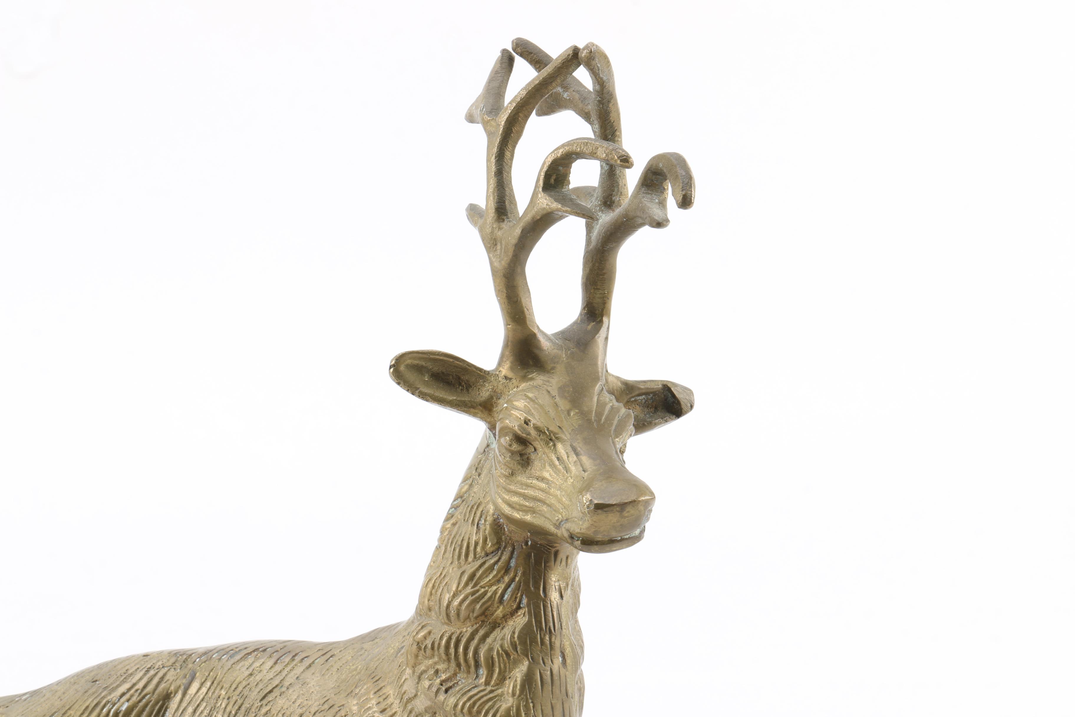 Antlered Buck Brass Figurine