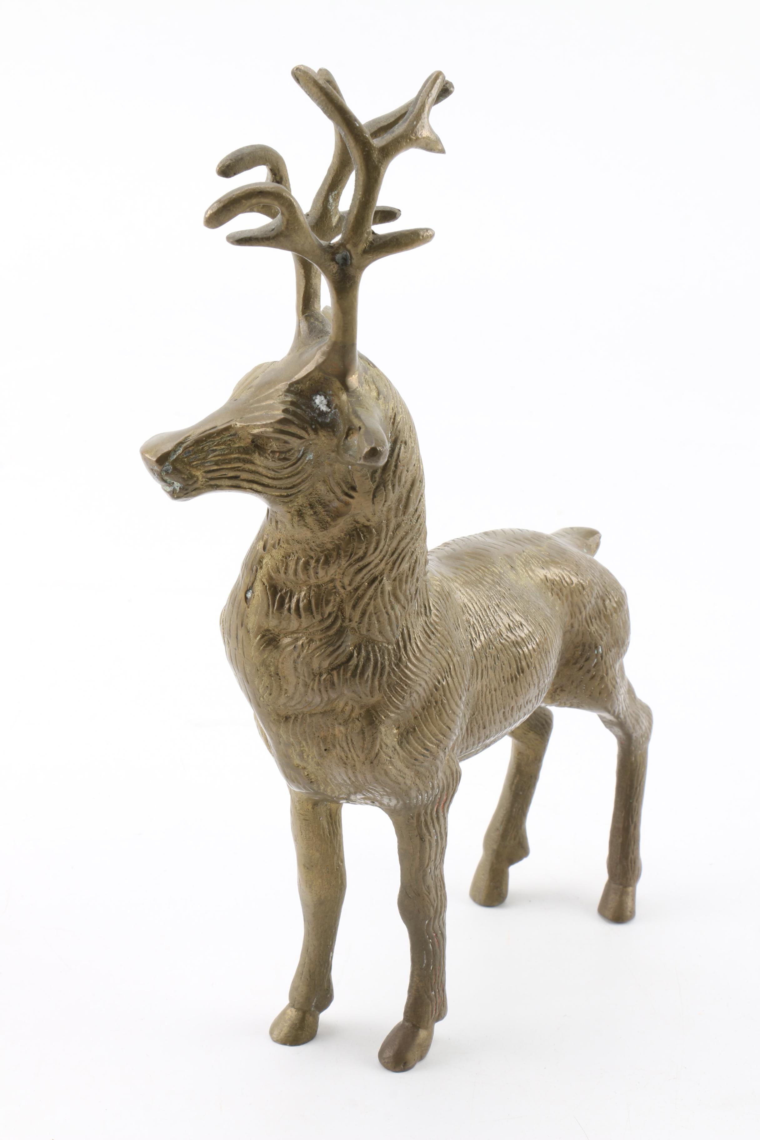 Antlered Buck Brass Figurine