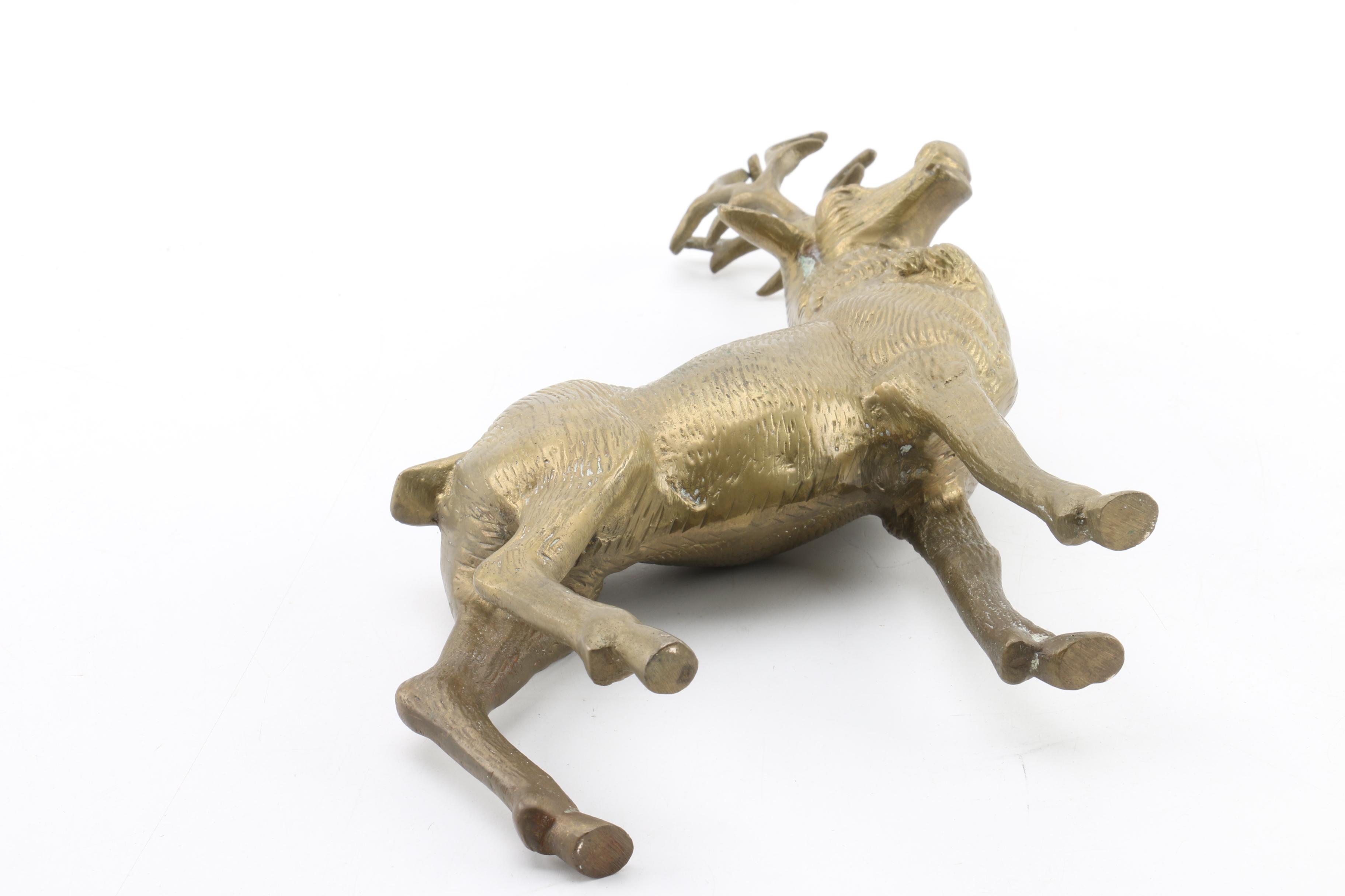 Antlered Buck Brass Figurine