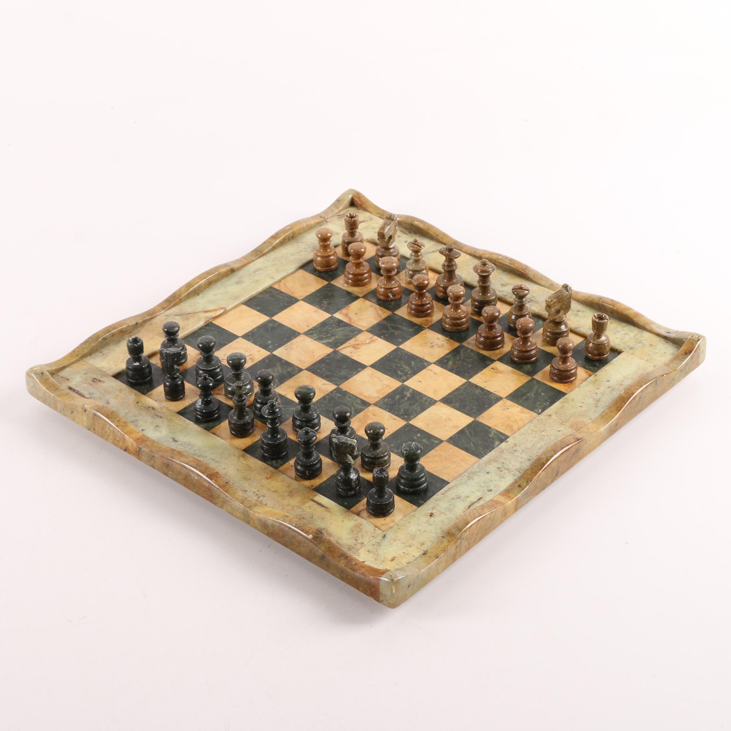Soapstone and Marble Chess Set
