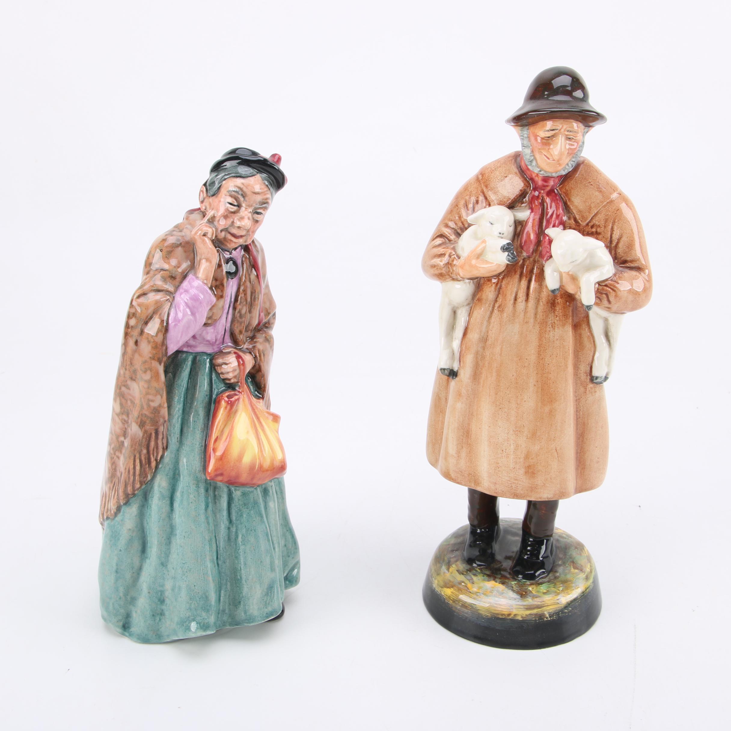 Royal Doulton "Lambing Time" and "Bridget" Porcelain Figurines