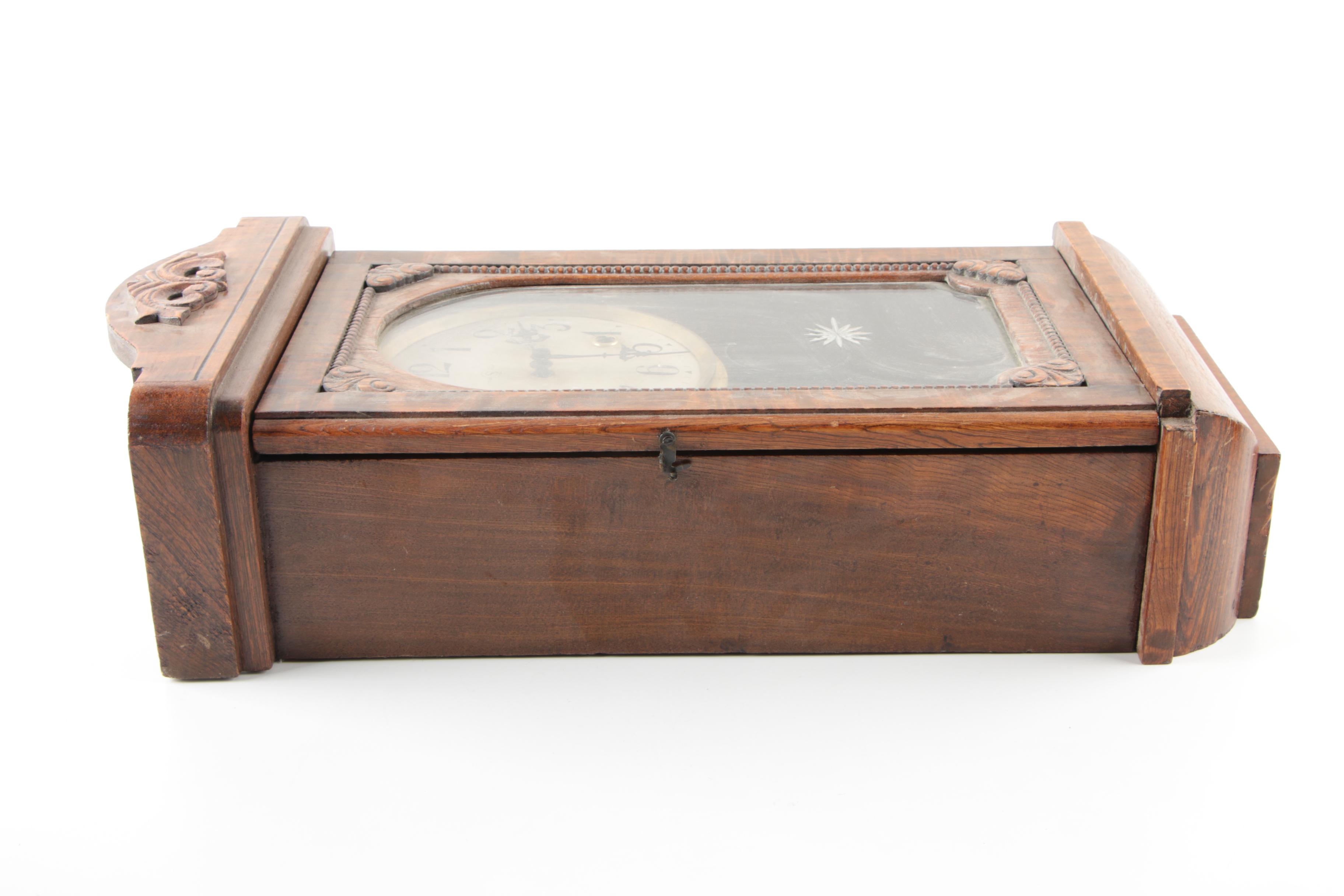 Vintage Seikosha Wood Wall Clock with Cut Glass Star and Key