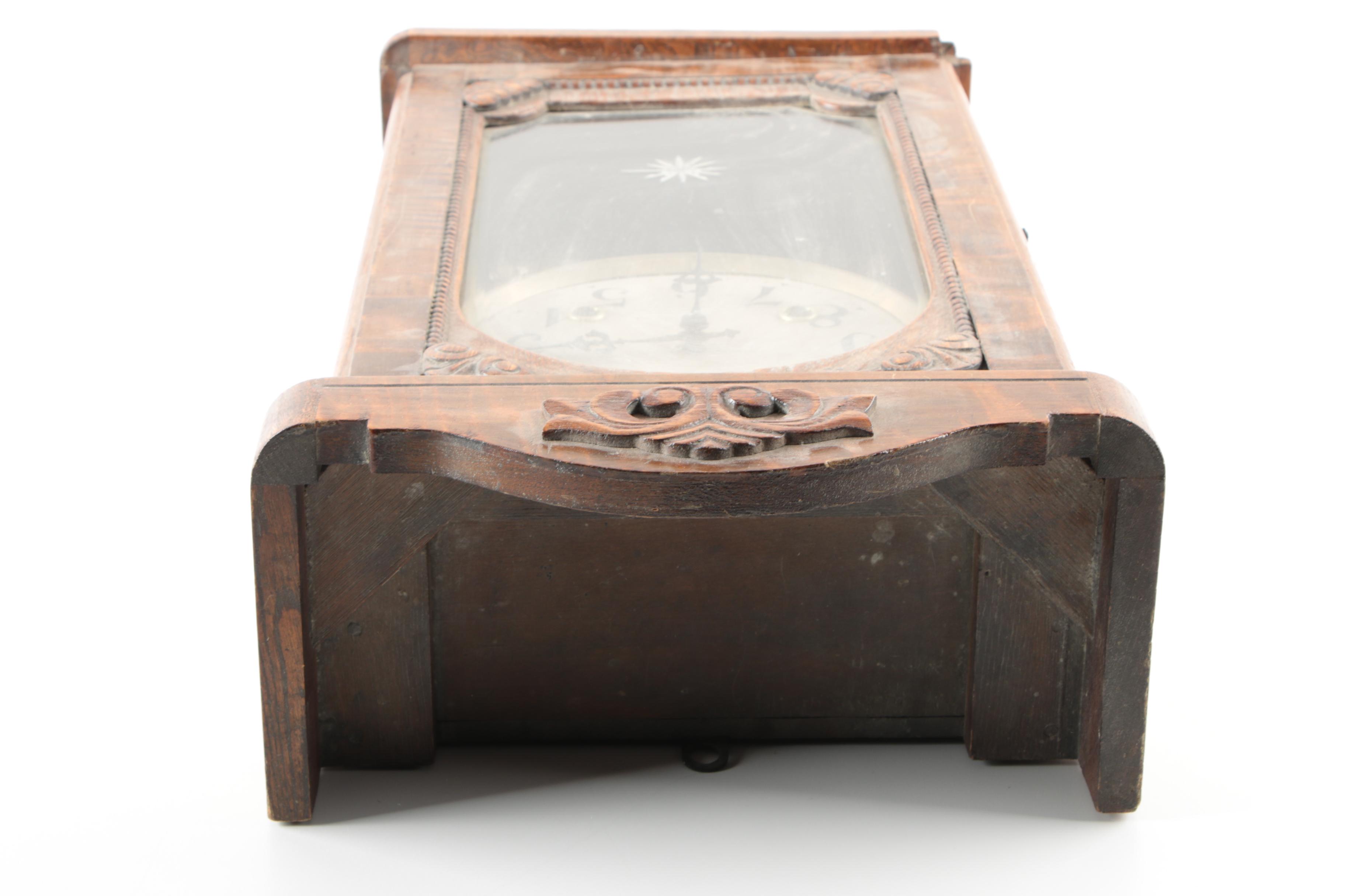 Vintage Seikosha Wood Wall Clock with Cut Glass Star and Key