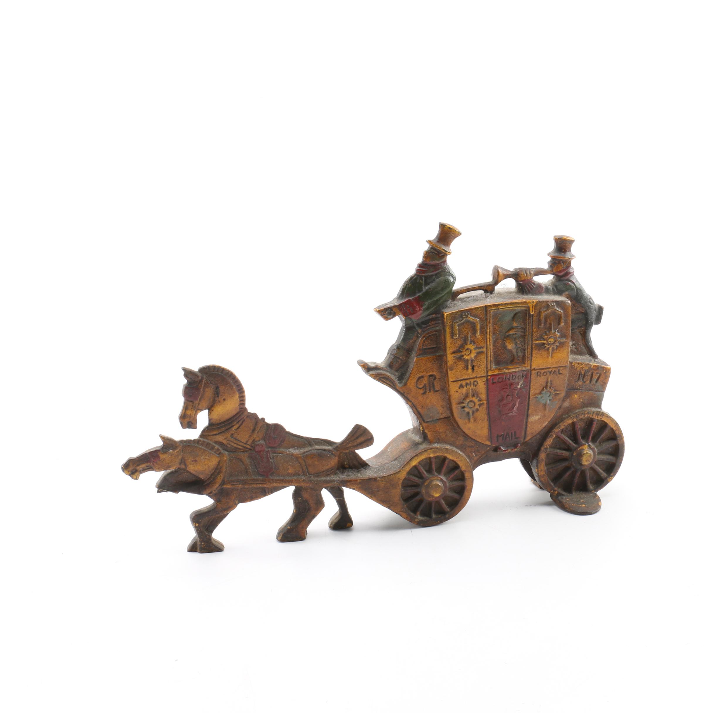 Vintage London Royal Mail Coach Double-Sided Cast Iron Doorstop