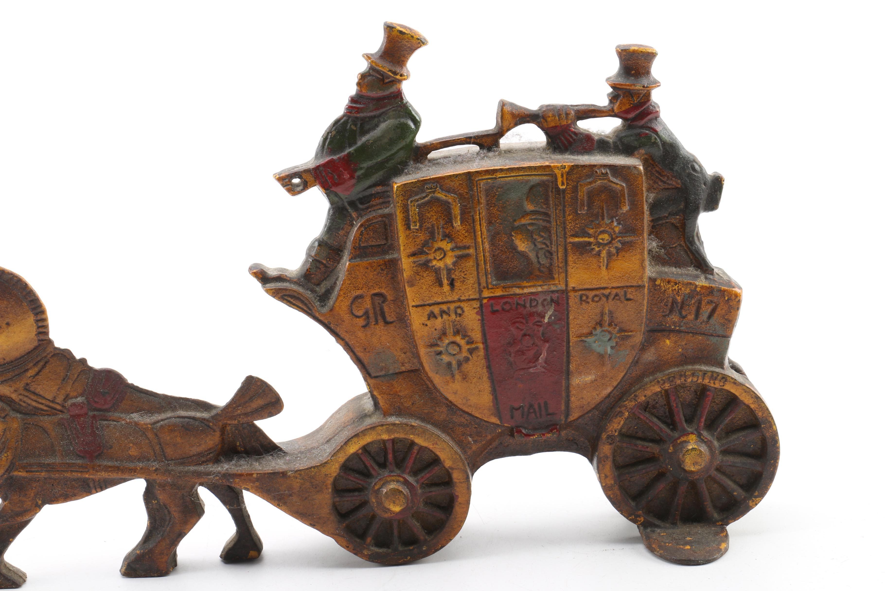 Vintage London Royal Mail Coach Double-Sided Cast Iron Doorstop