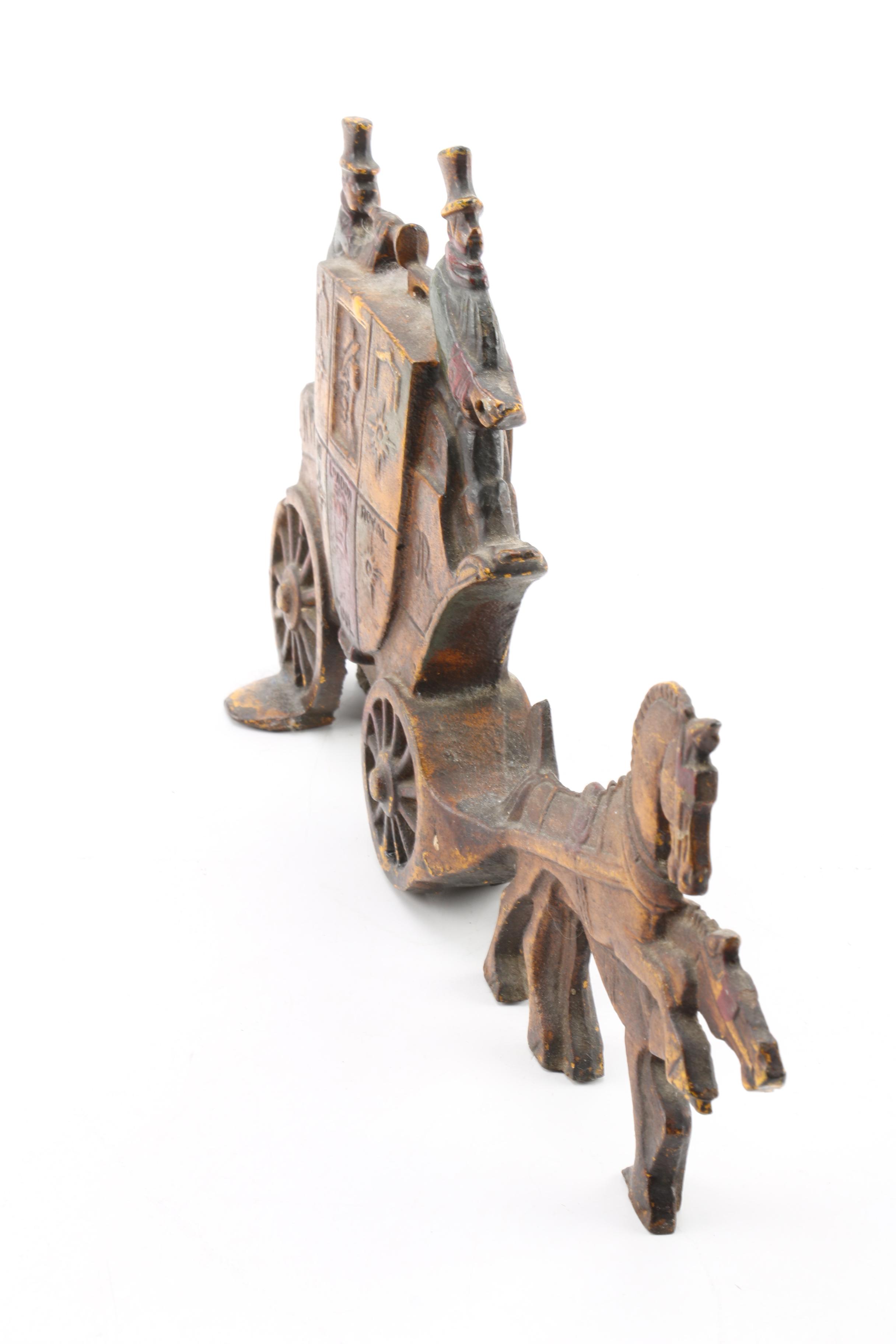 Vintage London Royal Mail Coach Double-Sided Cast Iron Doorstop