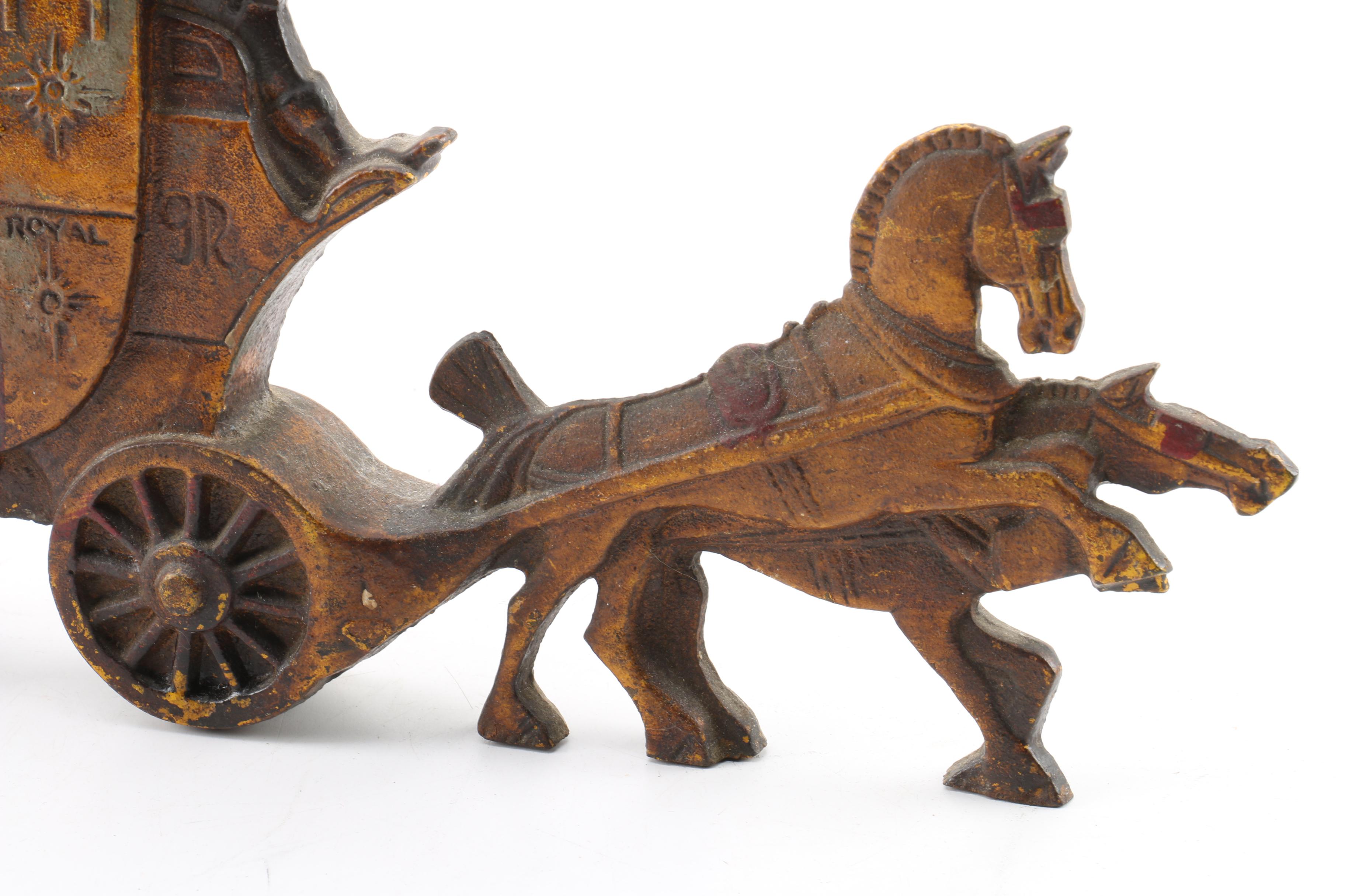 Vintage London Royal Mail Coach Double-Sided Cast Iron Doorstop