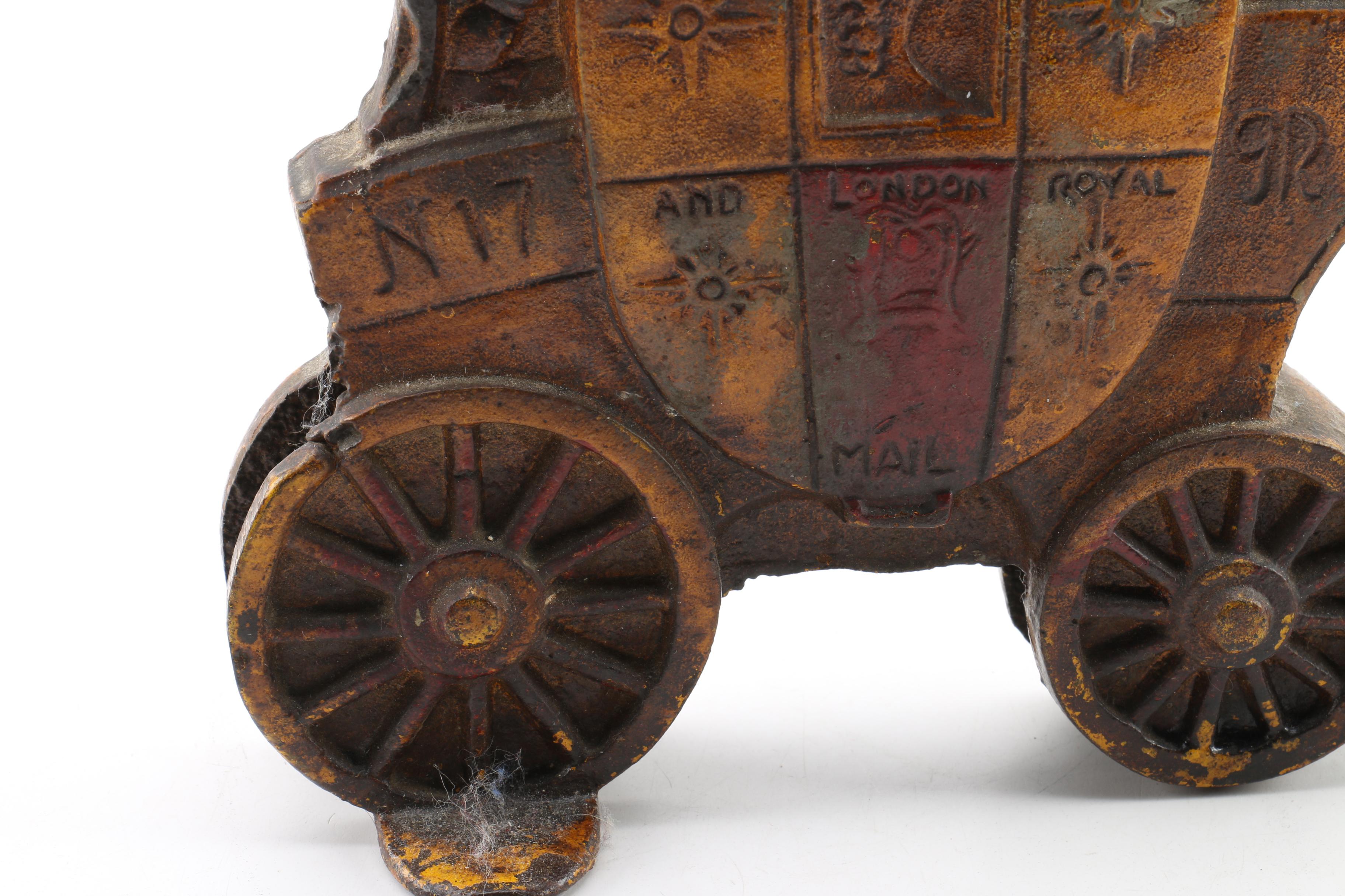 Vintage London Royal Mail Coach Double-Sided Cast Iron Doorstop