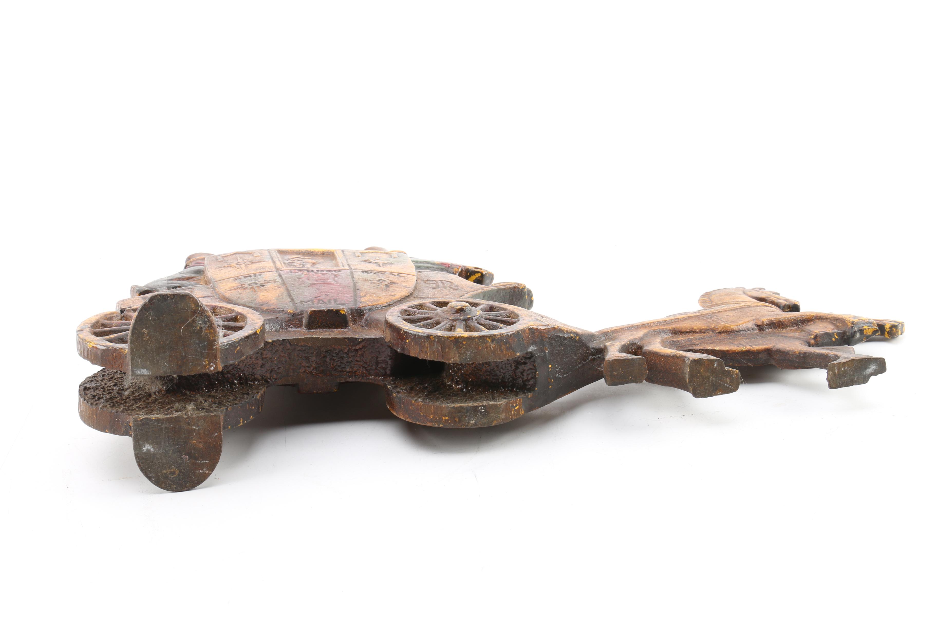 Vintage London Royal Mail Coach Double-Sided Cast Iron Doorstop