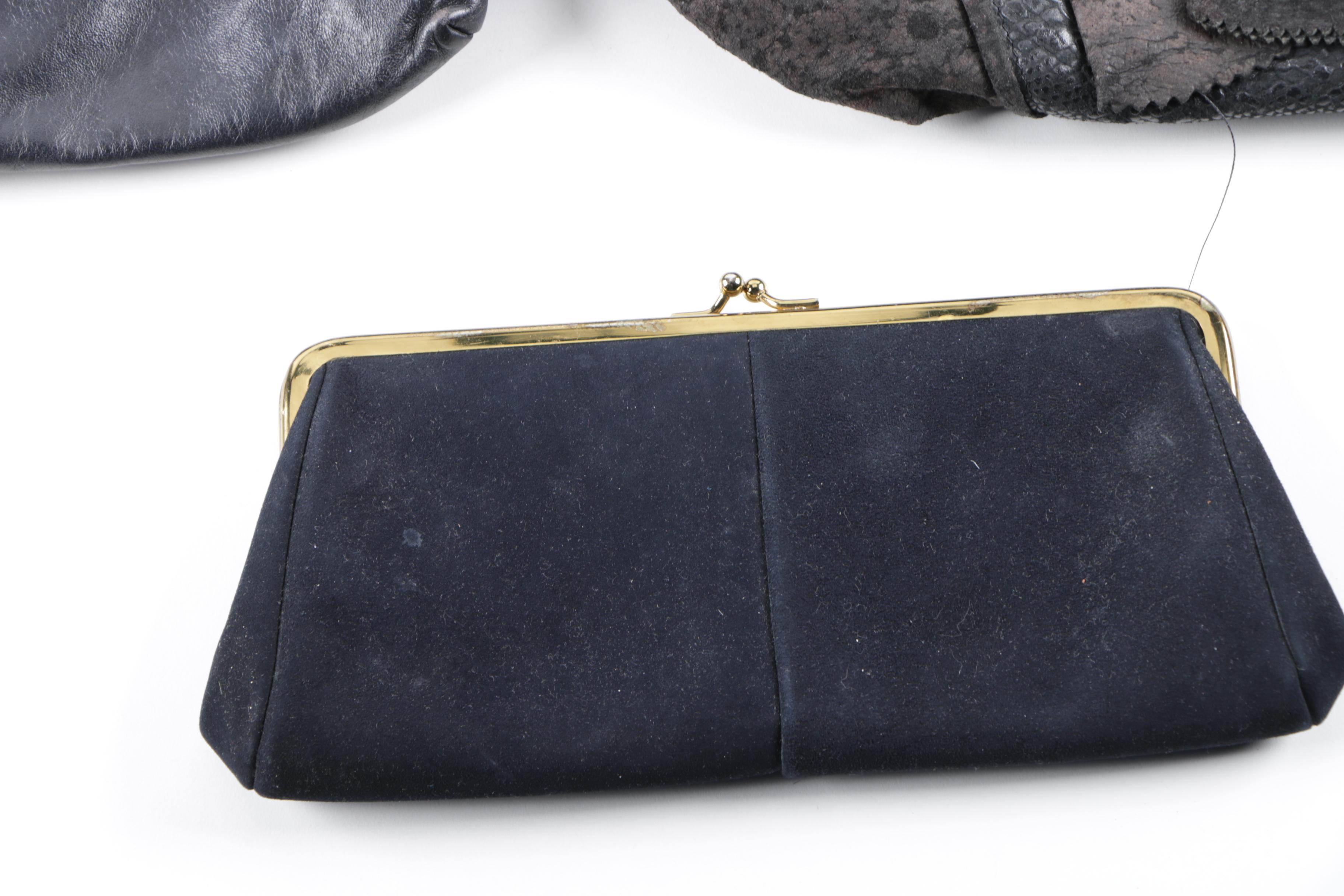 Five Black Leather Handbags Including Nine West