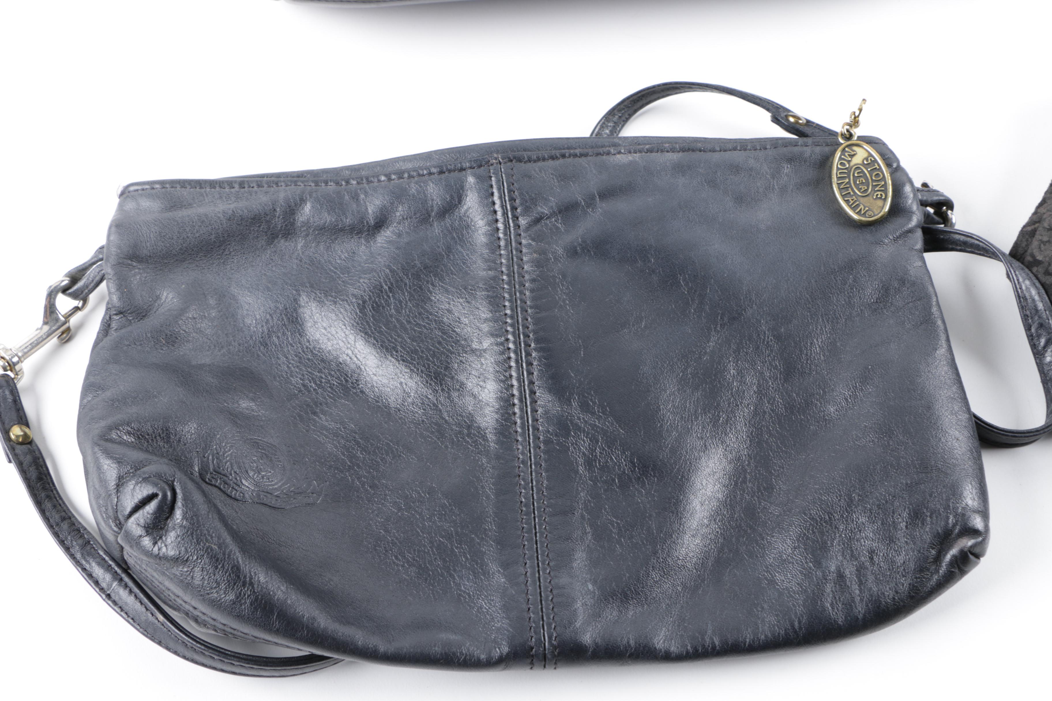Five Black Leather Handbags Including Nine West
