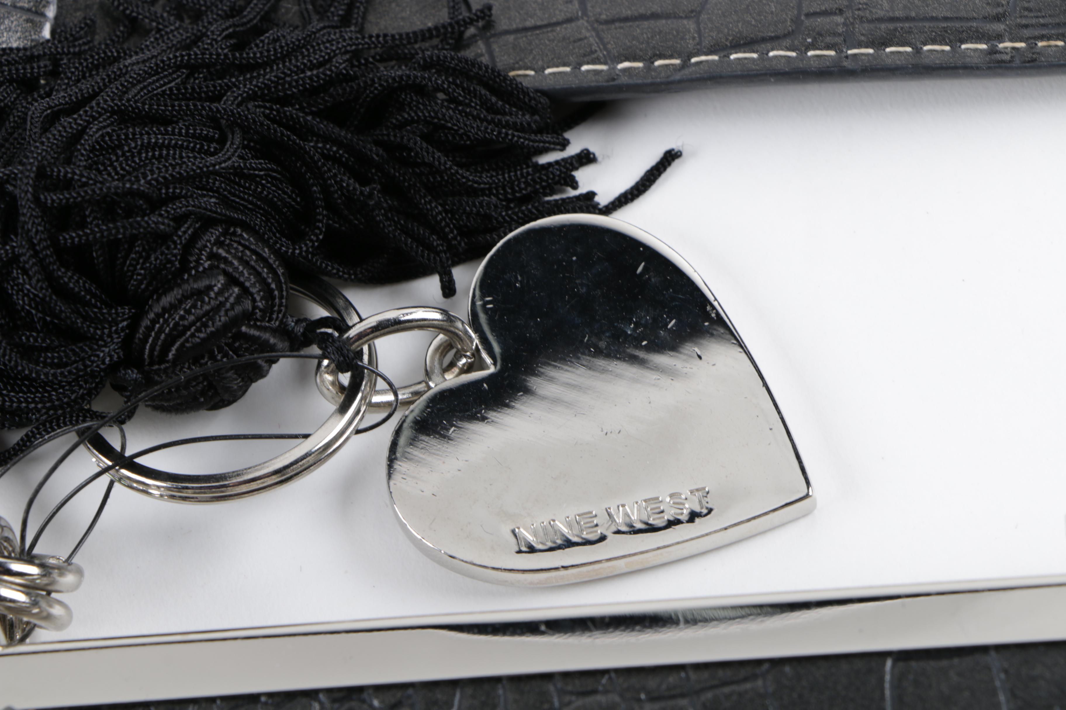 Five Black Leather Handbags Including Nine West