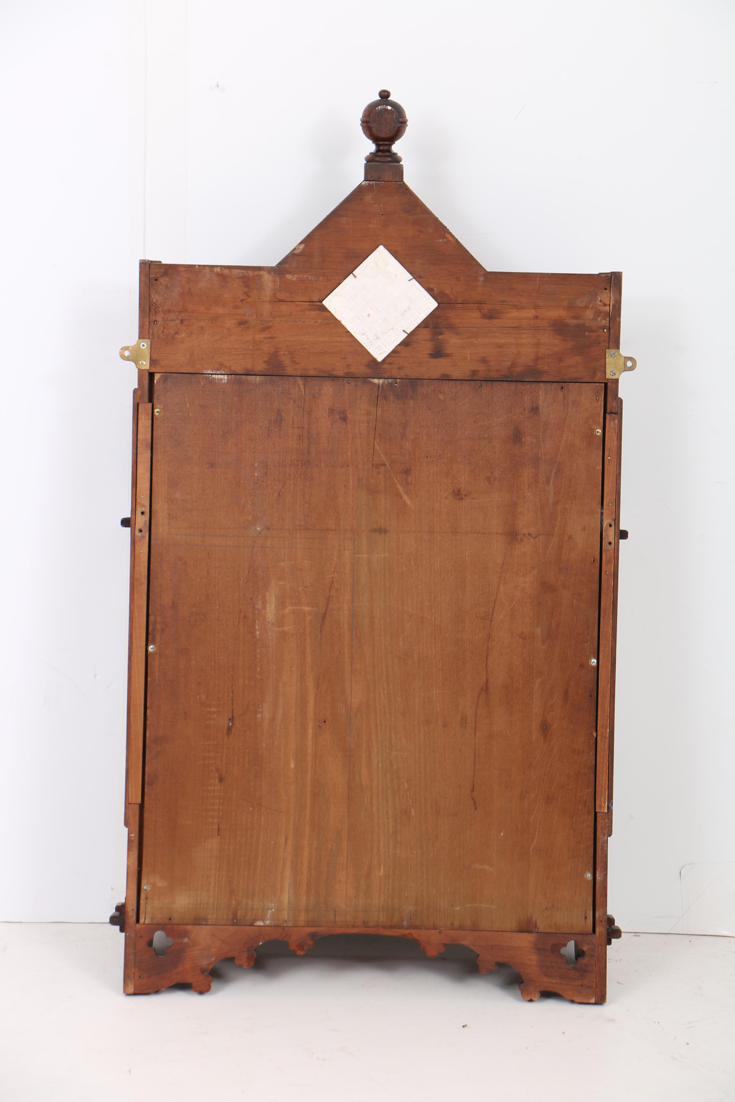 Antique Victorian Aesthetic Movement Walnut and Tile-Mounted Hanging Shelf