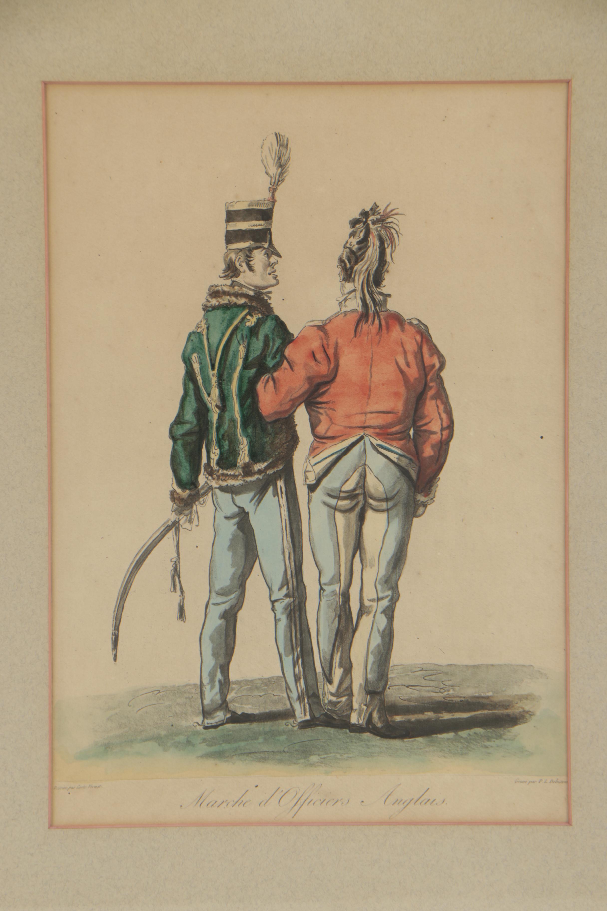 Hand-Colored Lithograph "Marche d' Officers Anglais"