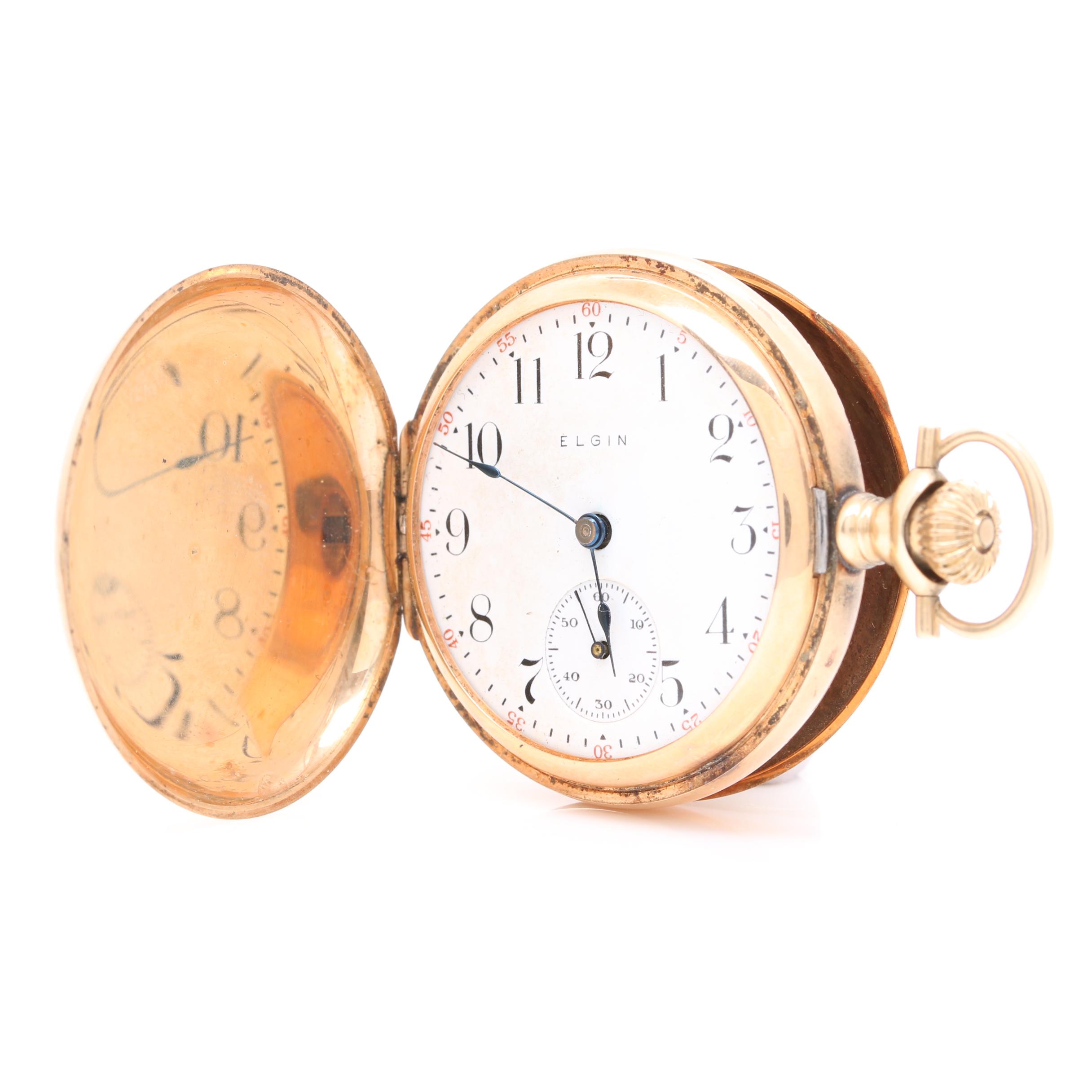 Antique Elgin 14K Yellow Gold Pocket Watch
