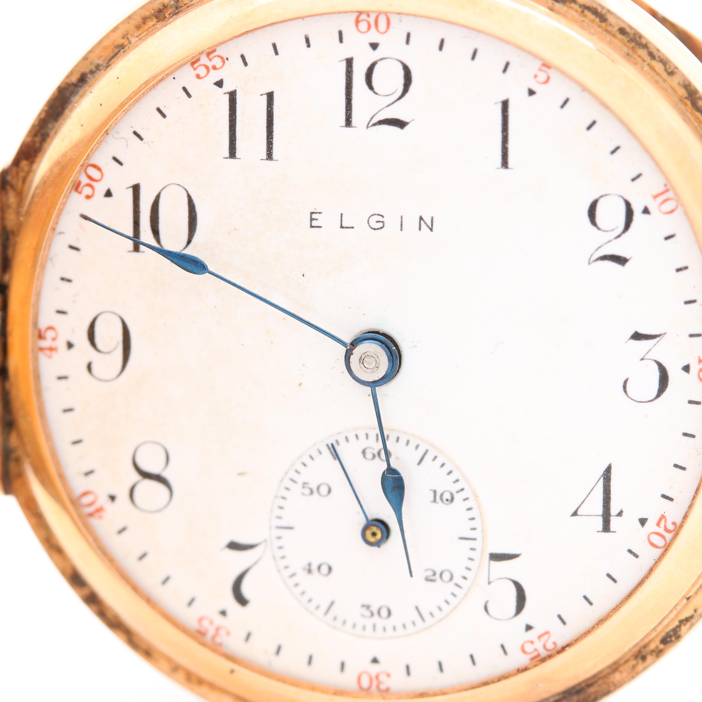 Antique Elgin 14K Yellow Gold Pocket Watch