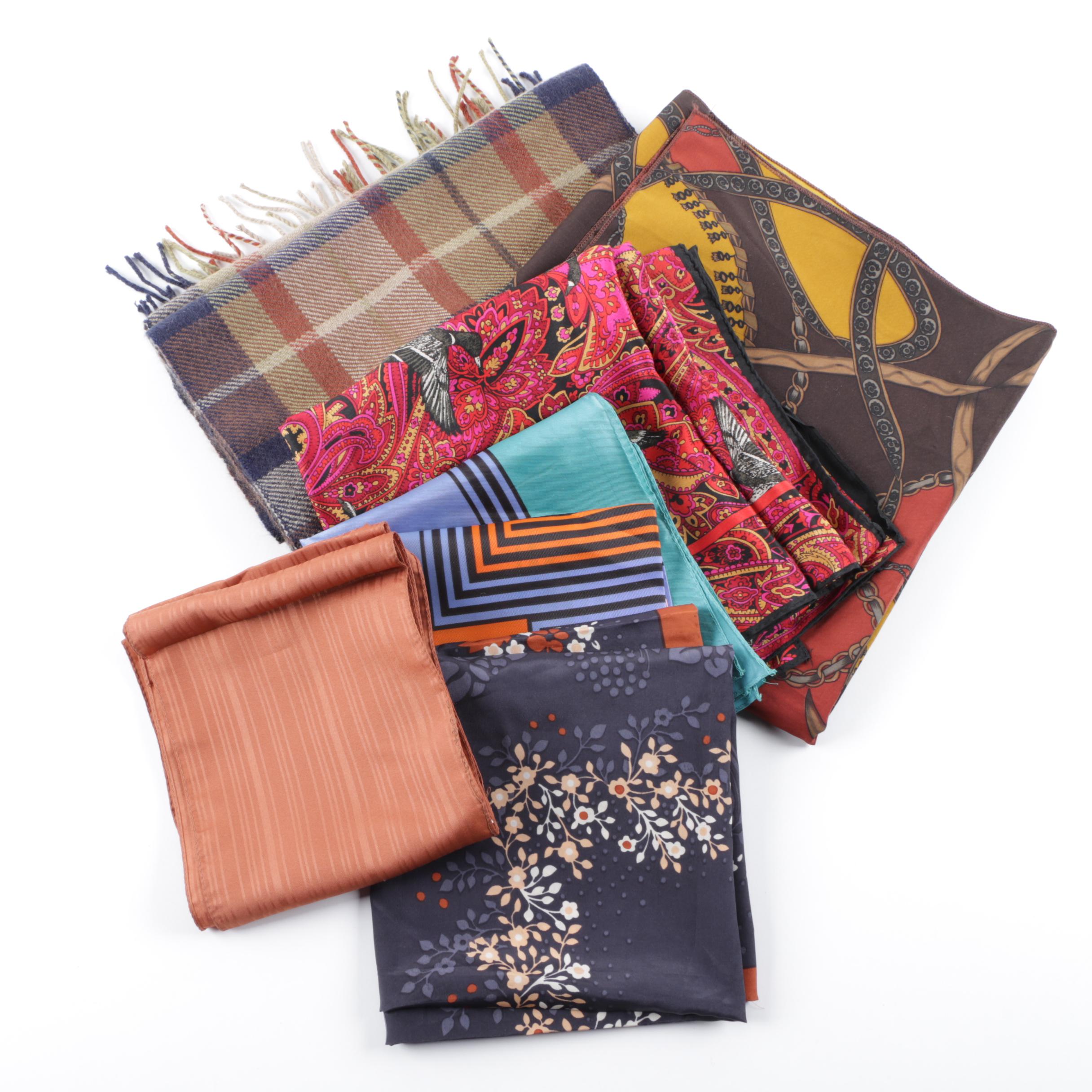 Women's Fashion Scarves Including Floral and Plaid Prints
